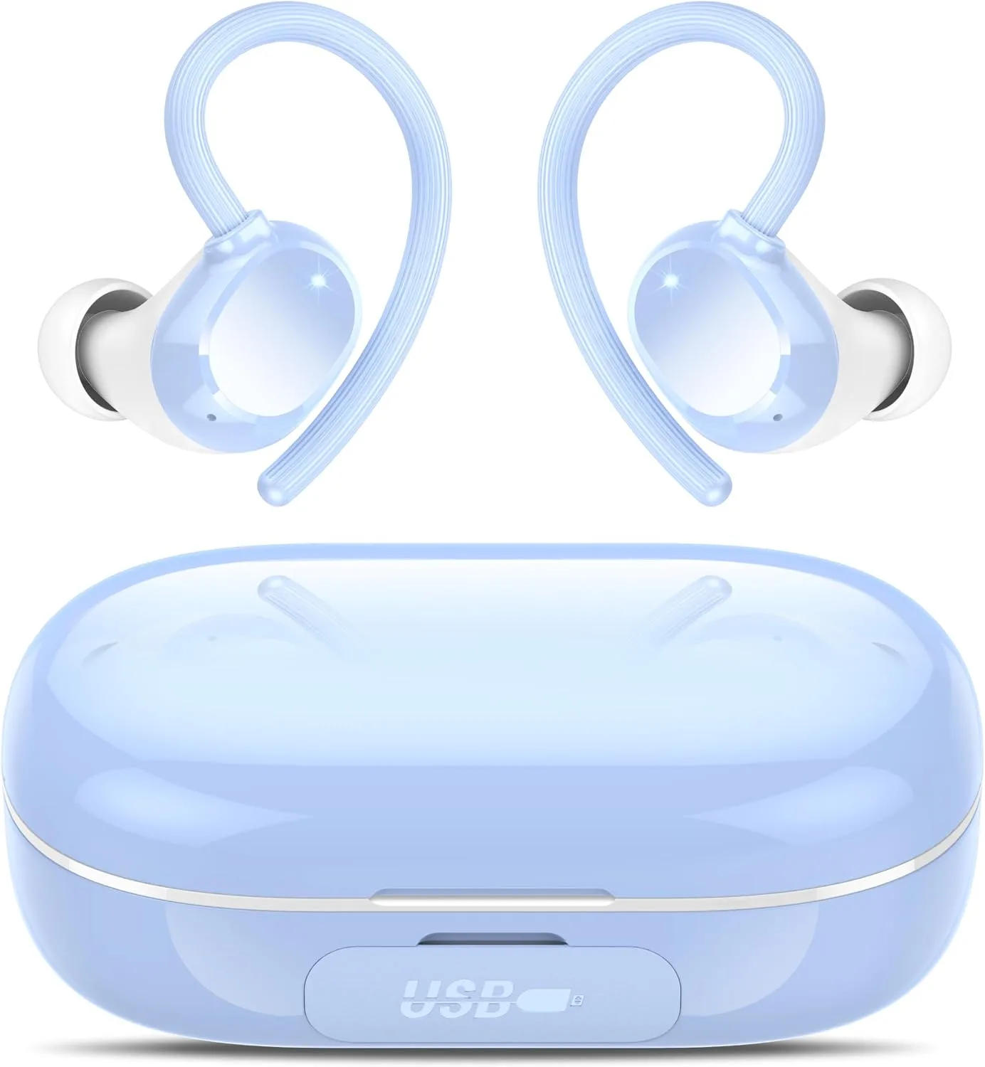 Ear buds Wireless Bluetooth Earbuds Sport 128H Playtime 2026 NEW Bluetooth 5.3 Headphones with LED Display Powerful Bass Over Ear Earphones with Earhooks IP7 Waterproof for Gym/Running/Workout