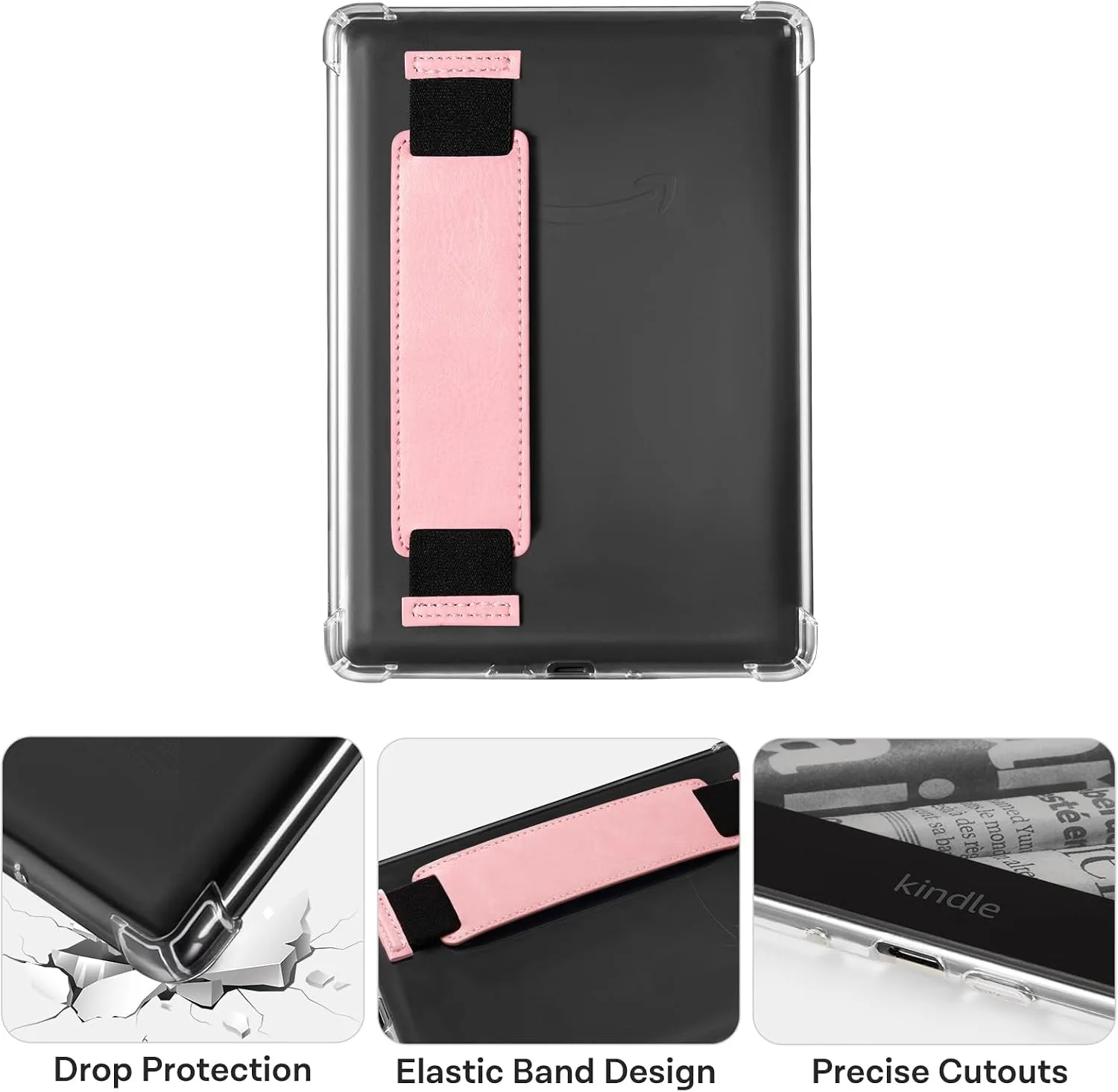 iDLEHANDS 7" Clear Case,not for iPad(A260753) (HandStrap-Pink, Tablets, 7.0 Inches)