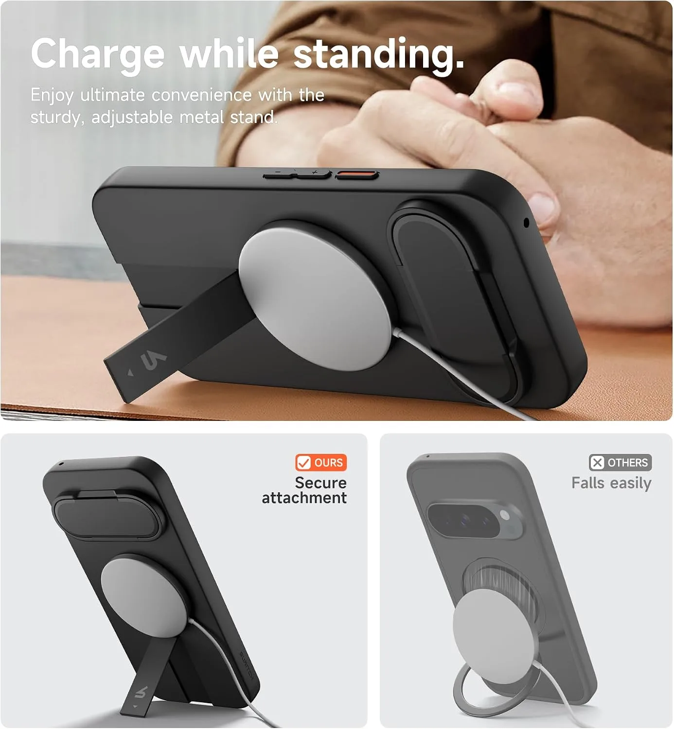SURITCH for Google Pixel 11/11 Pro Phone Case, Compatible with MagSafe, Protective Cover with Camera Cover & Adjustable Metal Kickstand for Pixel 11/11 Pro 2026 -Black