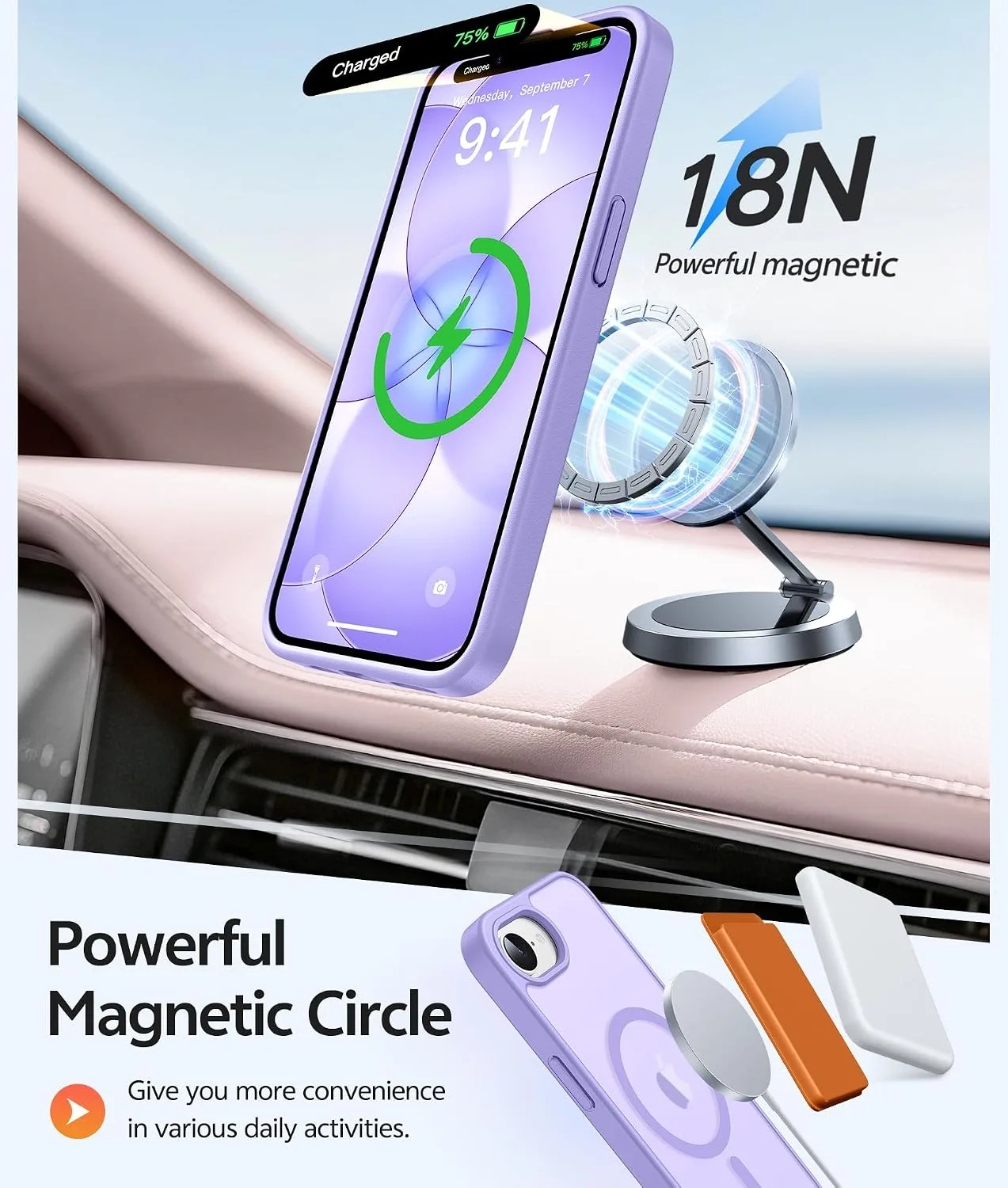 FNTCASE for iPhone 17e/ 16e Case, Fit for Magsafe, Light Purple