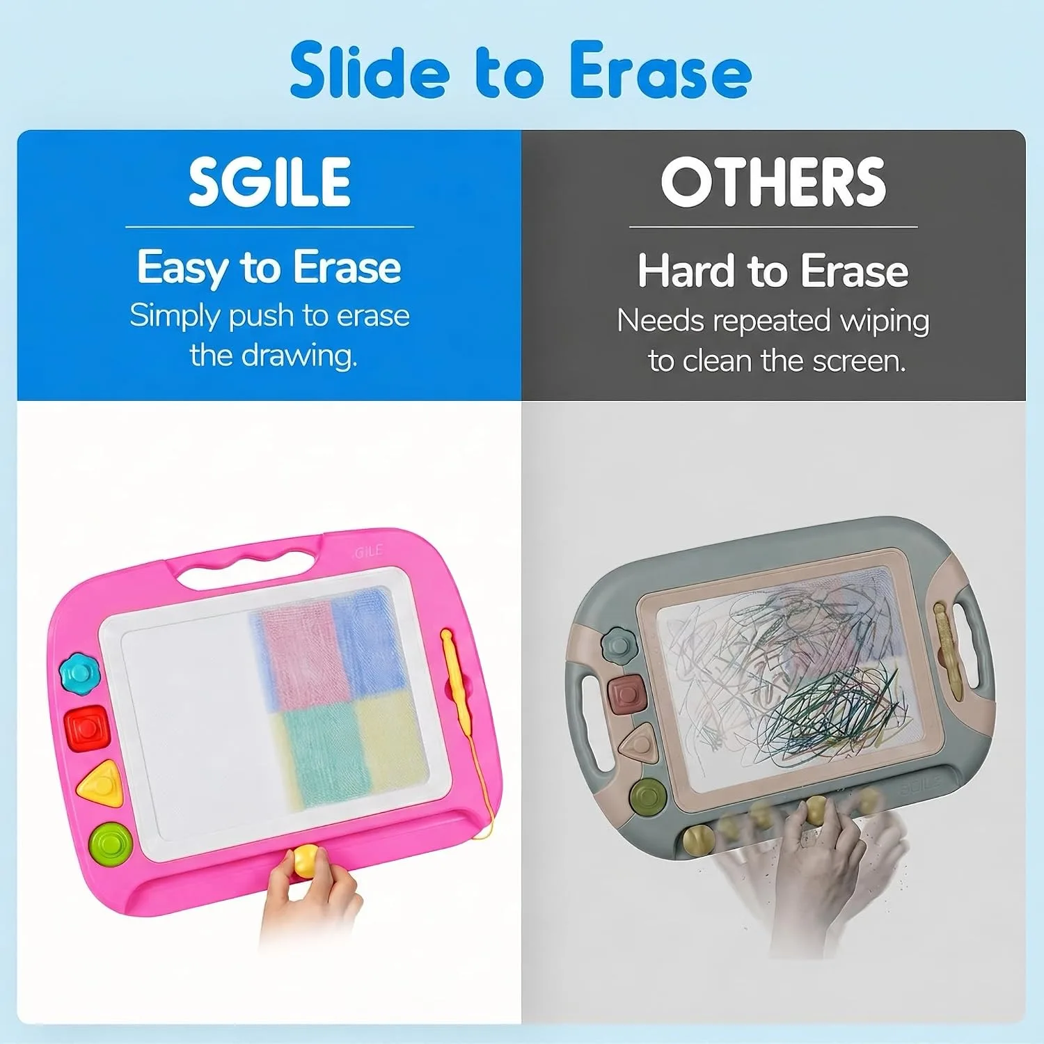 SGILE Magnetic Drawing Board for Kids, Toddler Doodle Toys, Large 12.6 × 8.7"