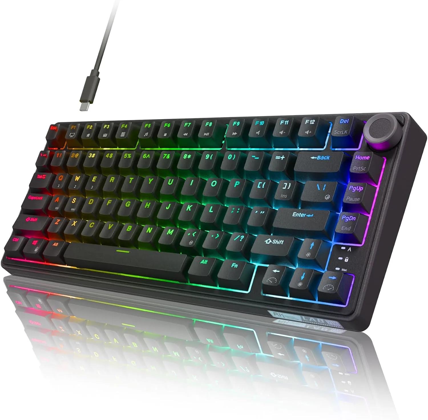 Teclado Gamer Mecánico RK Royal Kludge R75 Cableado 75% Hot-Swap Marrón