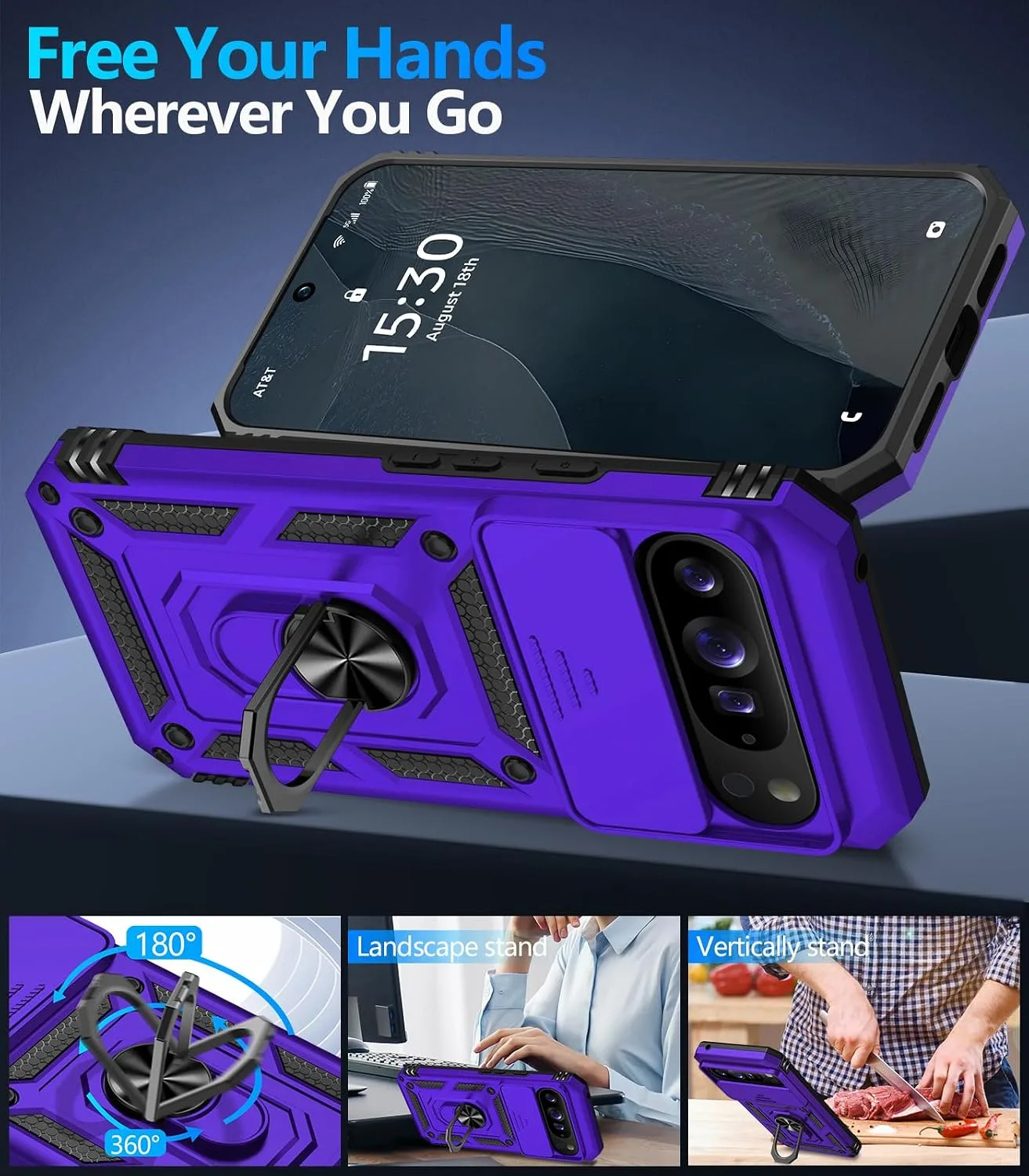 Taisairu for Google Pixel 11 Pro XL Case with Screen Protector,Purple