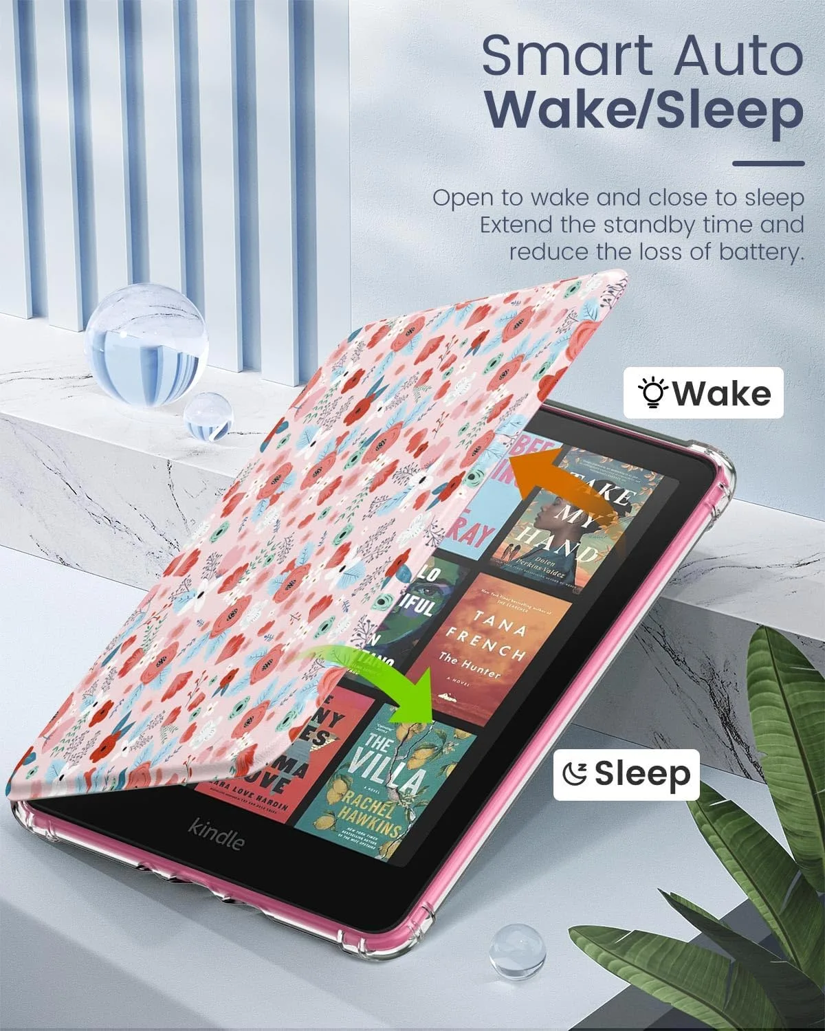 MoKo Case for Kindle Paperwhite 12th Gen & Colorsoft 2024,Spring Pink