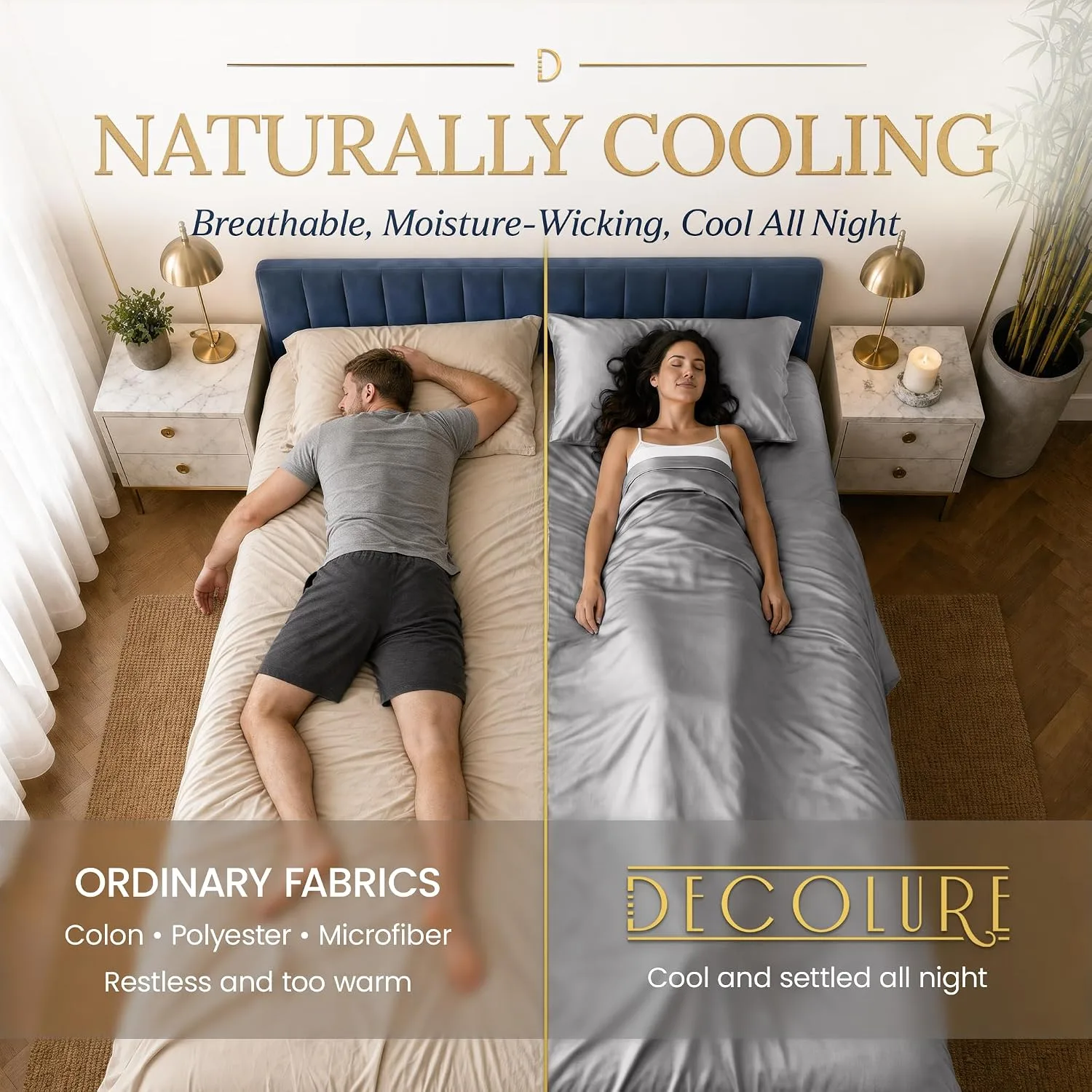 DECOLURE 100% Viscose from Bamboo Sheets Twin Size | 3 Pc Cooling Bed Set