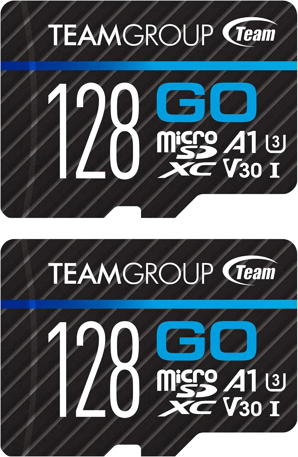 TEAMGROUP GO Card 128GB x 2 Pack MicroSDXC UHS-I U3 V30 4K for Action Cameras & Drone High Speed Flash Memory Card with Adapter for Outdoor Sports&Vlog, 4K Shooting,GoPro&Insta360&DJI TGUSDX128GU364
