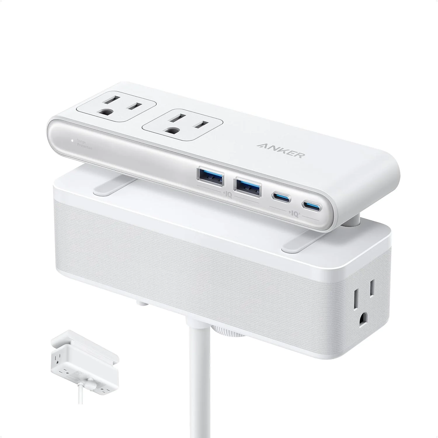 Anker Nano Power Strip, Desk Clamp, 70W Max, 1500J Surge Protector, 2 USB C