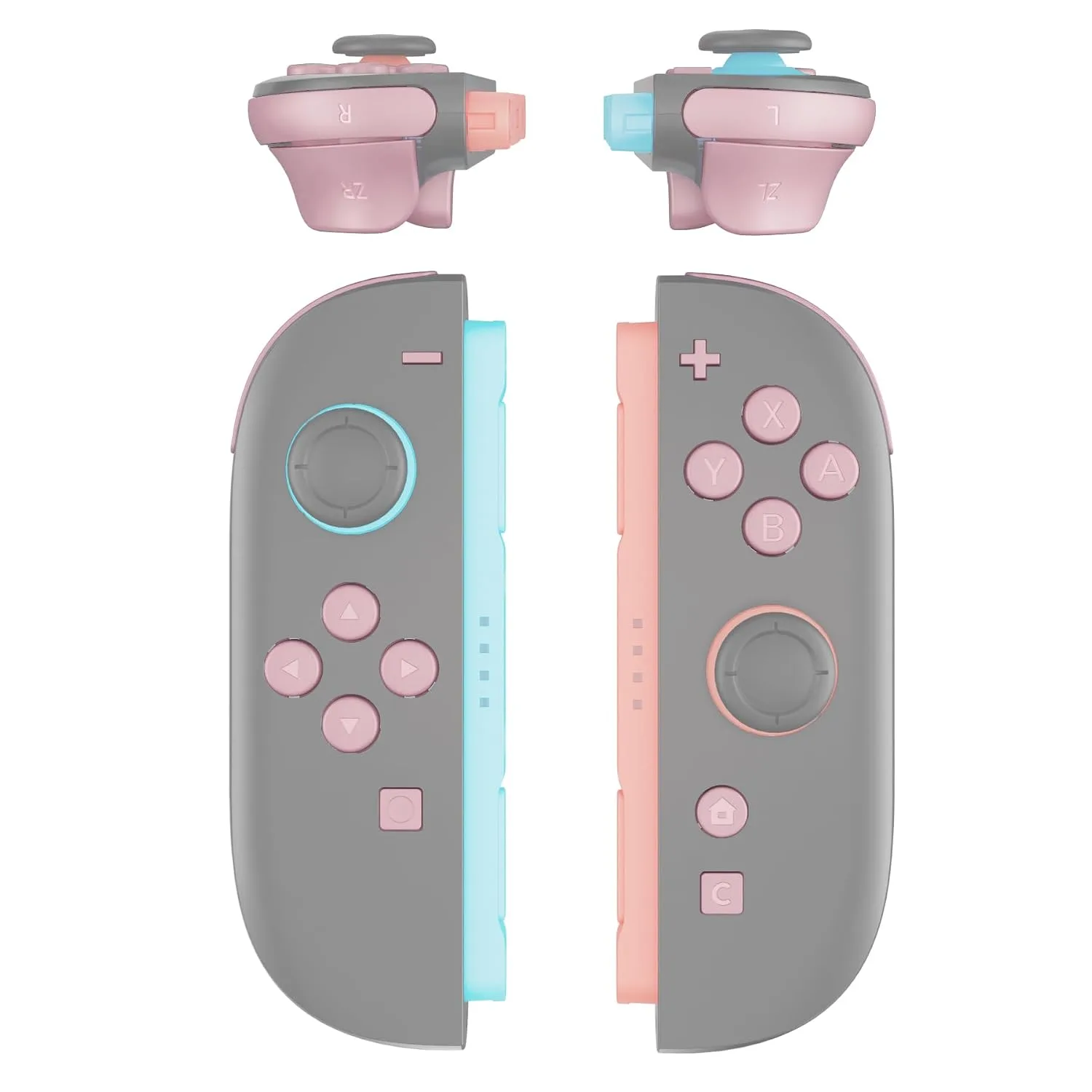 eXtremeRate DIY Replacement Full Set Buttons for Joycon 2, Custom ABXY Direction Keys Dpad + - C Home Capture Release L R ZR ZL Trigger Buttons for Nintendo Switch 2 Controller - Cherry Blossoms Pink