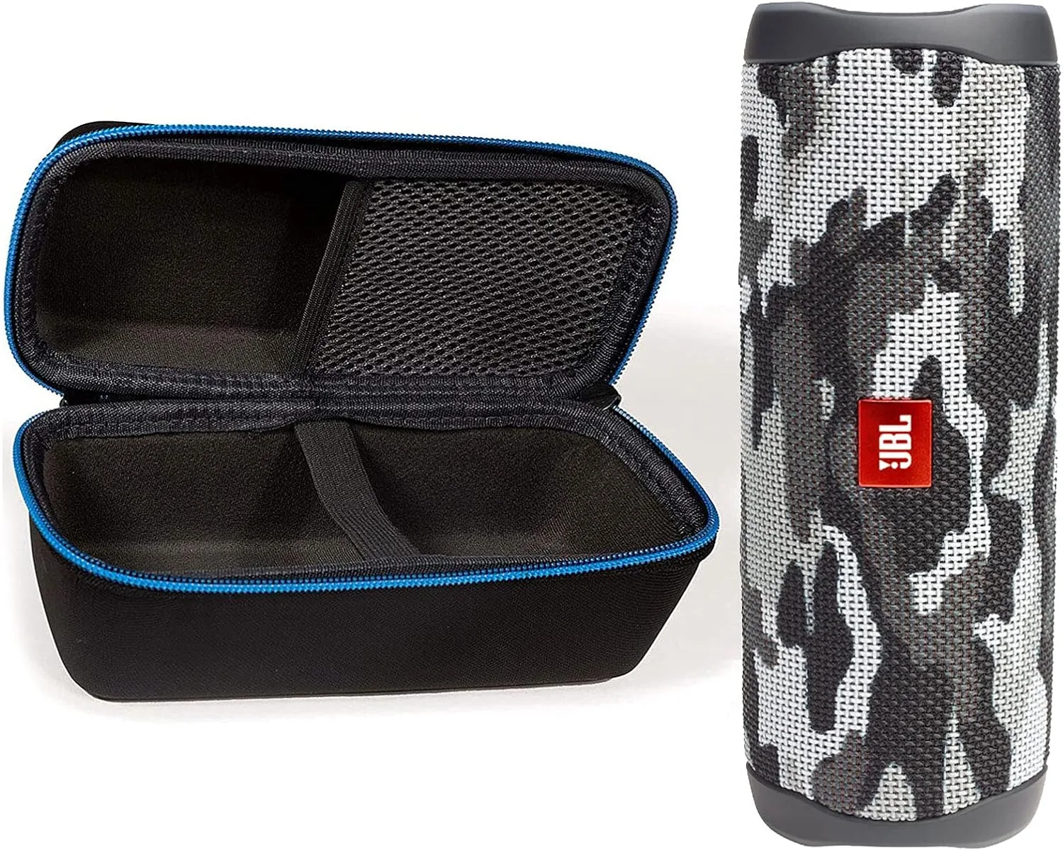 JBL Flip 5 (Black Camo) + Bundle with divvi! Protective Hardshell Case