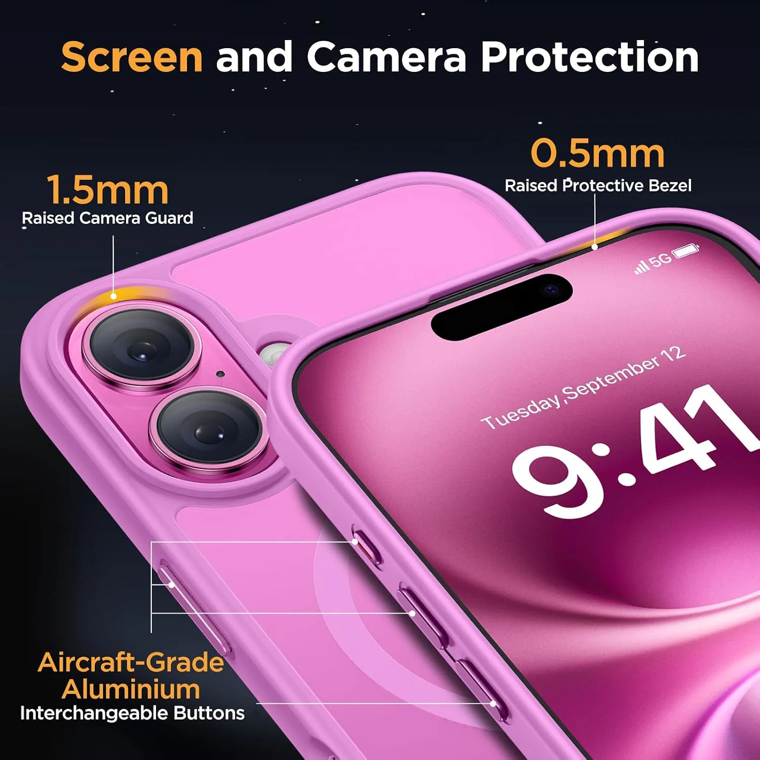 Miracase Magnetic Series for iPhone 16 Case [Compatible with MagSafe] Military-Grade Protection, Anti-Fingerprint, Slim Phone Case for iPhone 16 6.1 inch - Lilac Pink