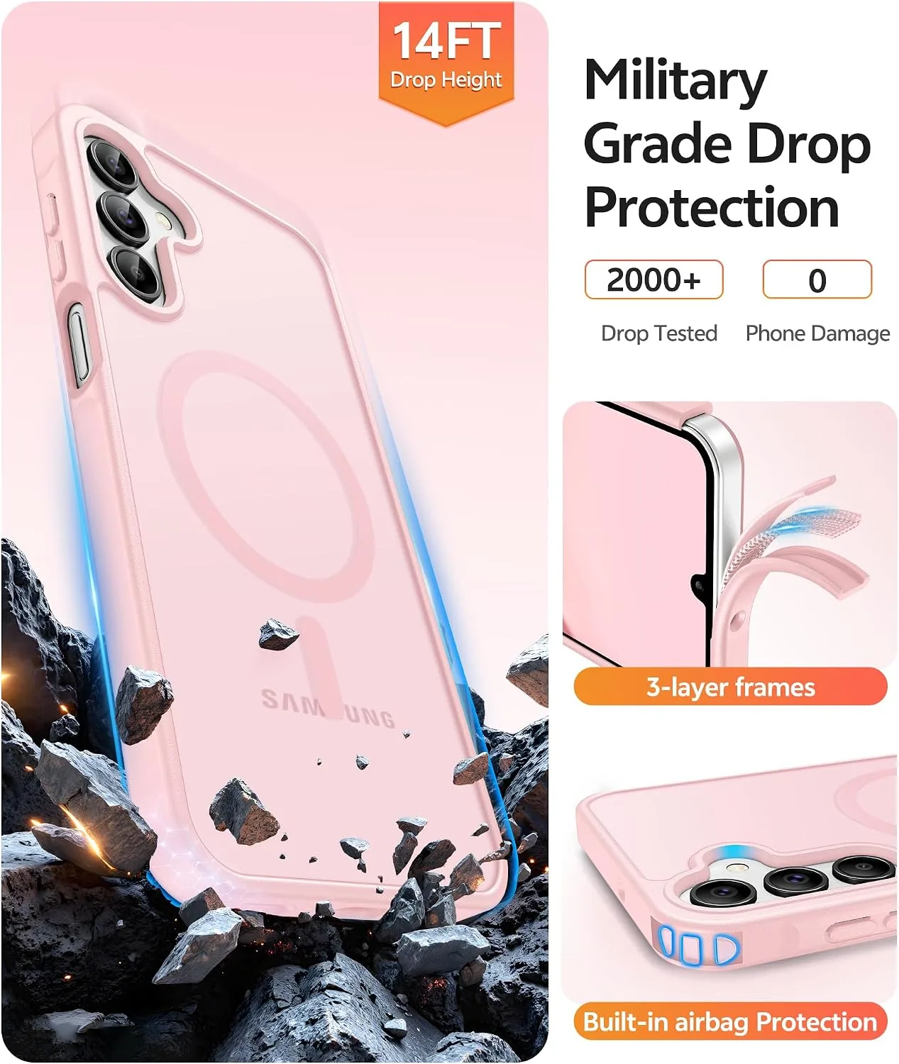 FNTCASE for Samsung Galaxy A15 5G Phone Case, Fit for Magsafe, Light Pink