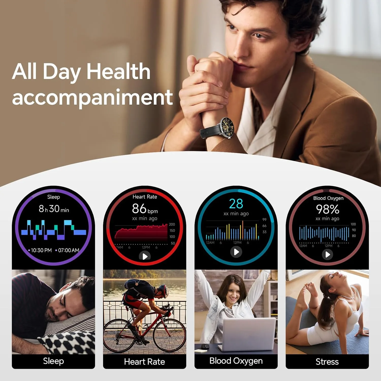 Yoever Smart Watches for Men Women,1.57"HD 43mm Smartwatch for iPhone/Samsung/Android,(Answer/Make Call),Fitness Tracker with Heart Rate/SpO2/Sleep Monitor,IP68 Waterproof,110+ Sport Mode,with 2 Bands