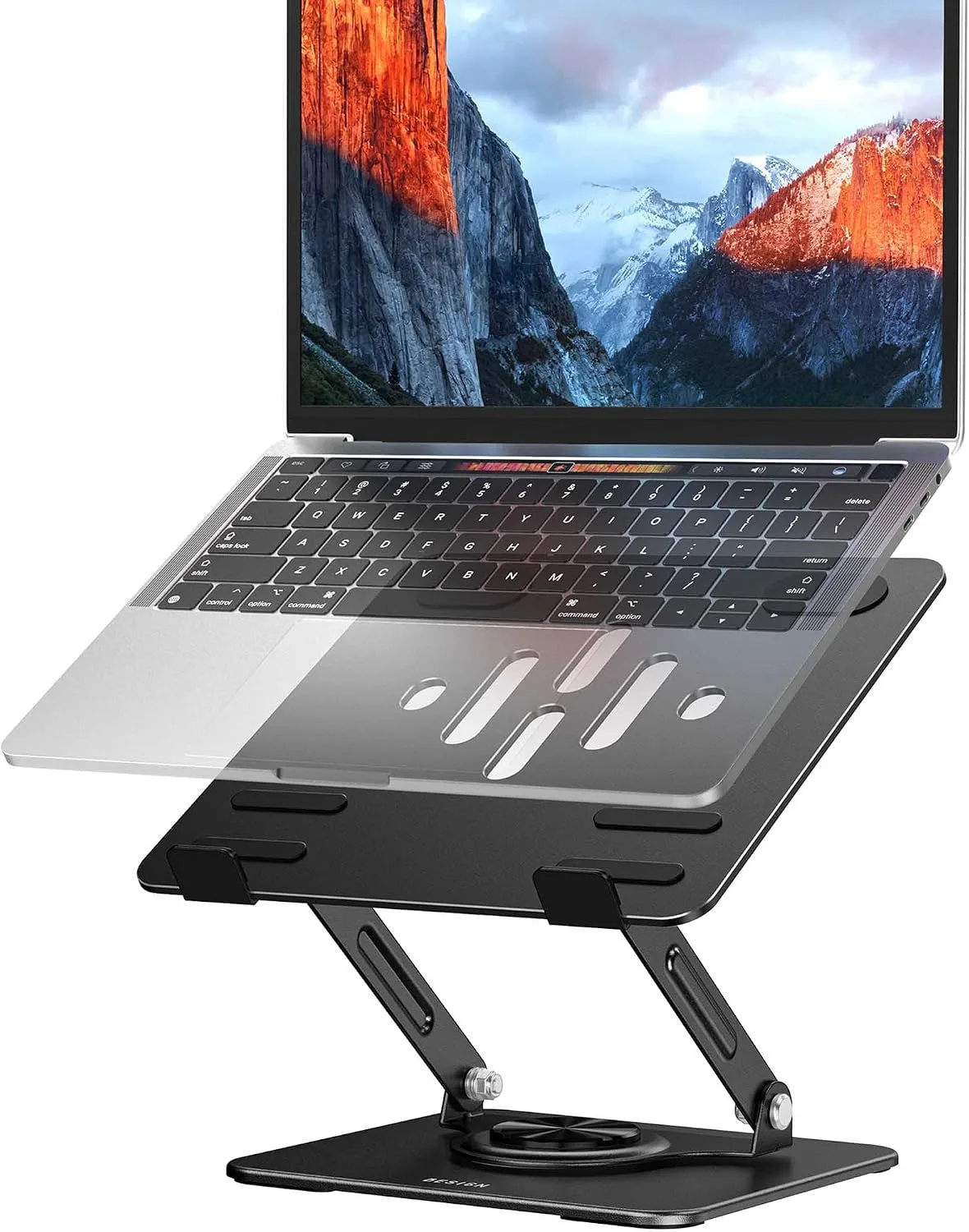 Base para laptop Besign LS11 con base giratoria 360°, ajustable y plegable para laptops 10-14 pulgadas negra
