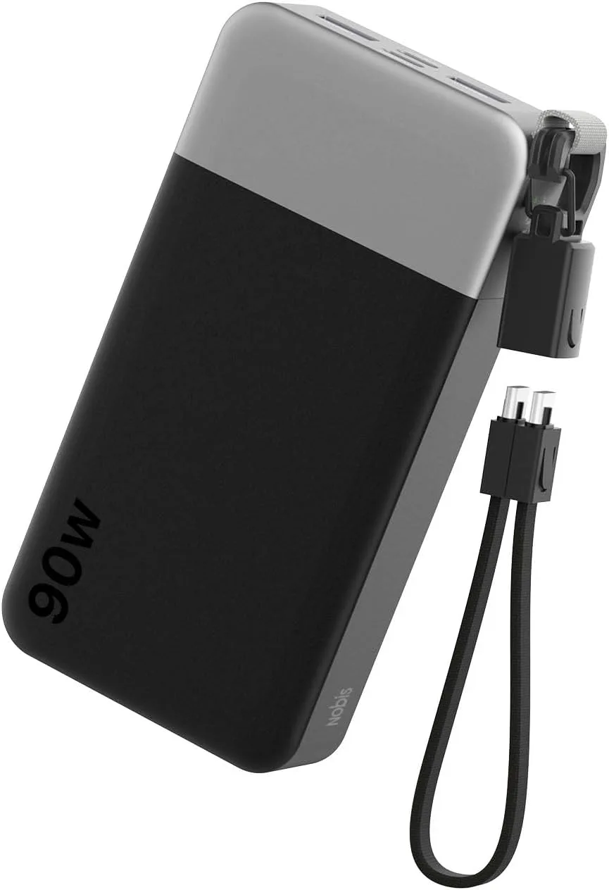 NOBIS Portable Charger 20000mAh 90W Power Bank w/Detachable Cable