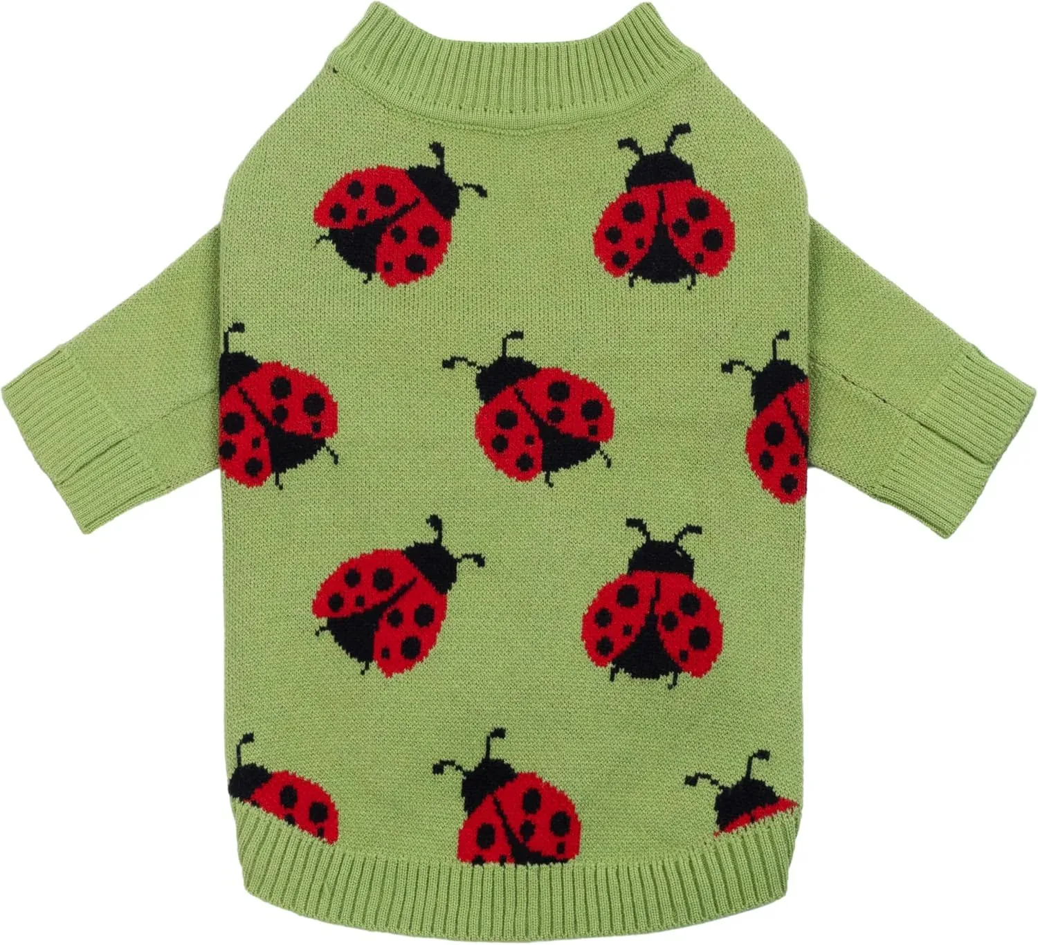Suéter para perro Fitwarm Ladybug, talla pequeña, verde con estampado