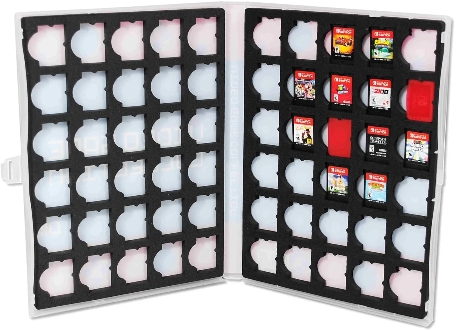 UniKeep Game Case for Nintendo Switch Cartridges - Holds 60 Games Securely in Foam (black and stripes)