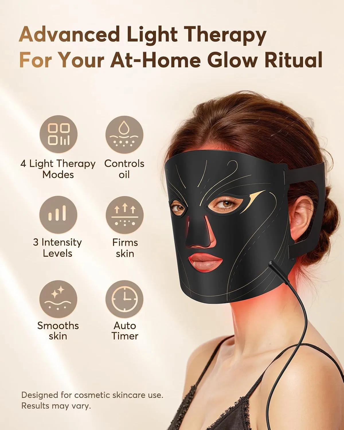 Red Light Therapy Mask for Face, 850nm NIR, Red & Blue LED Light