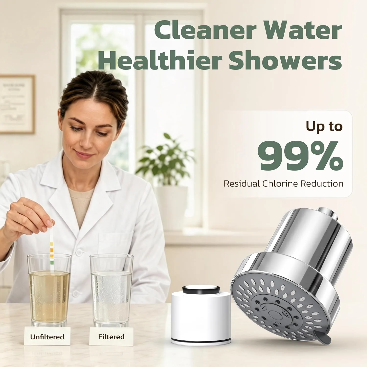 JDO High Pressure Filtered Shower Head, 5 Modes Rain Showerhead with Filter