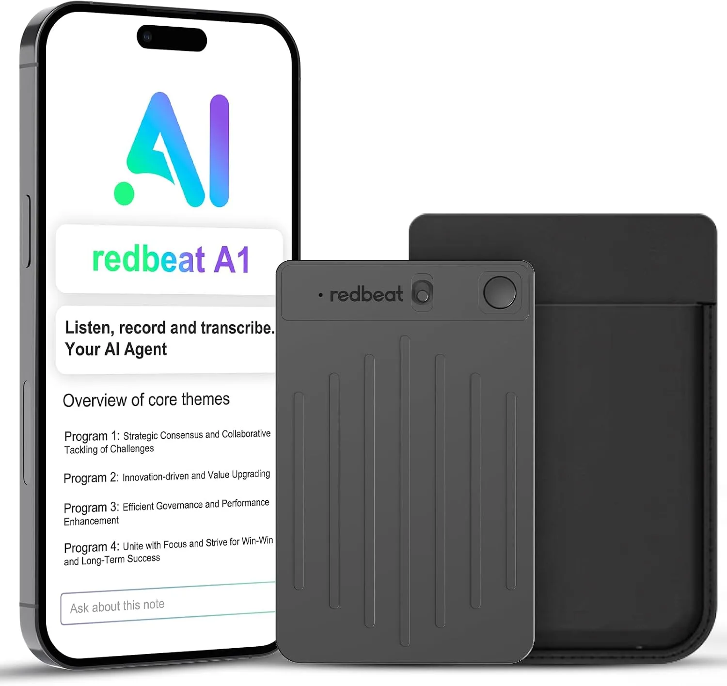 AI Voice Recorder, Free Lifetime Transcribe & Summarize, AI Note Taking Device with Case, Audio Recorder for Meetings & Calls, Lectures, Support 120 Languages (Black)