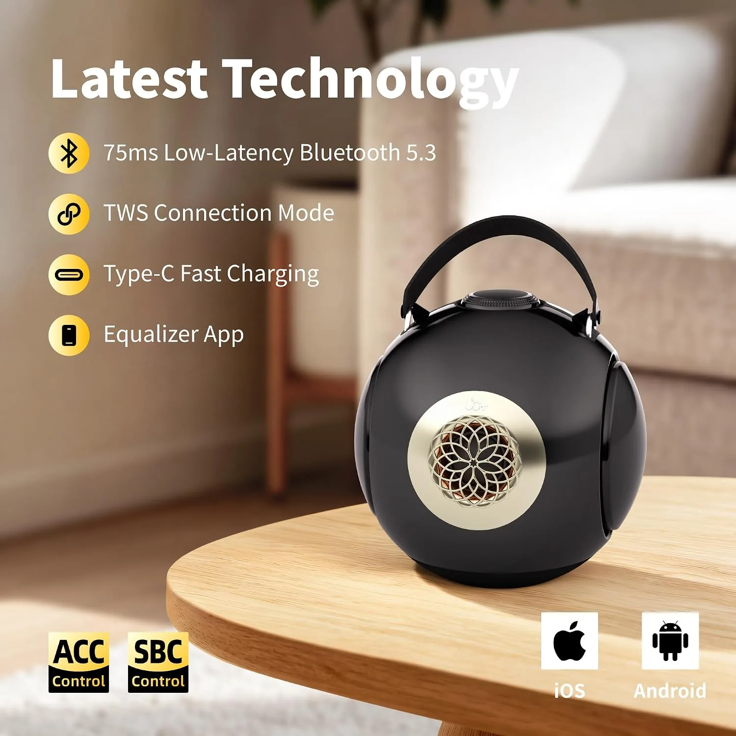 UB+ dB1 doubleBASS Waterproof Bluetooth Speaker | 40W Hi-Fi Sound with Deep Bass, 20H Playtime, IPX5 & TWS Pairing (Glossy Black with Tripod)