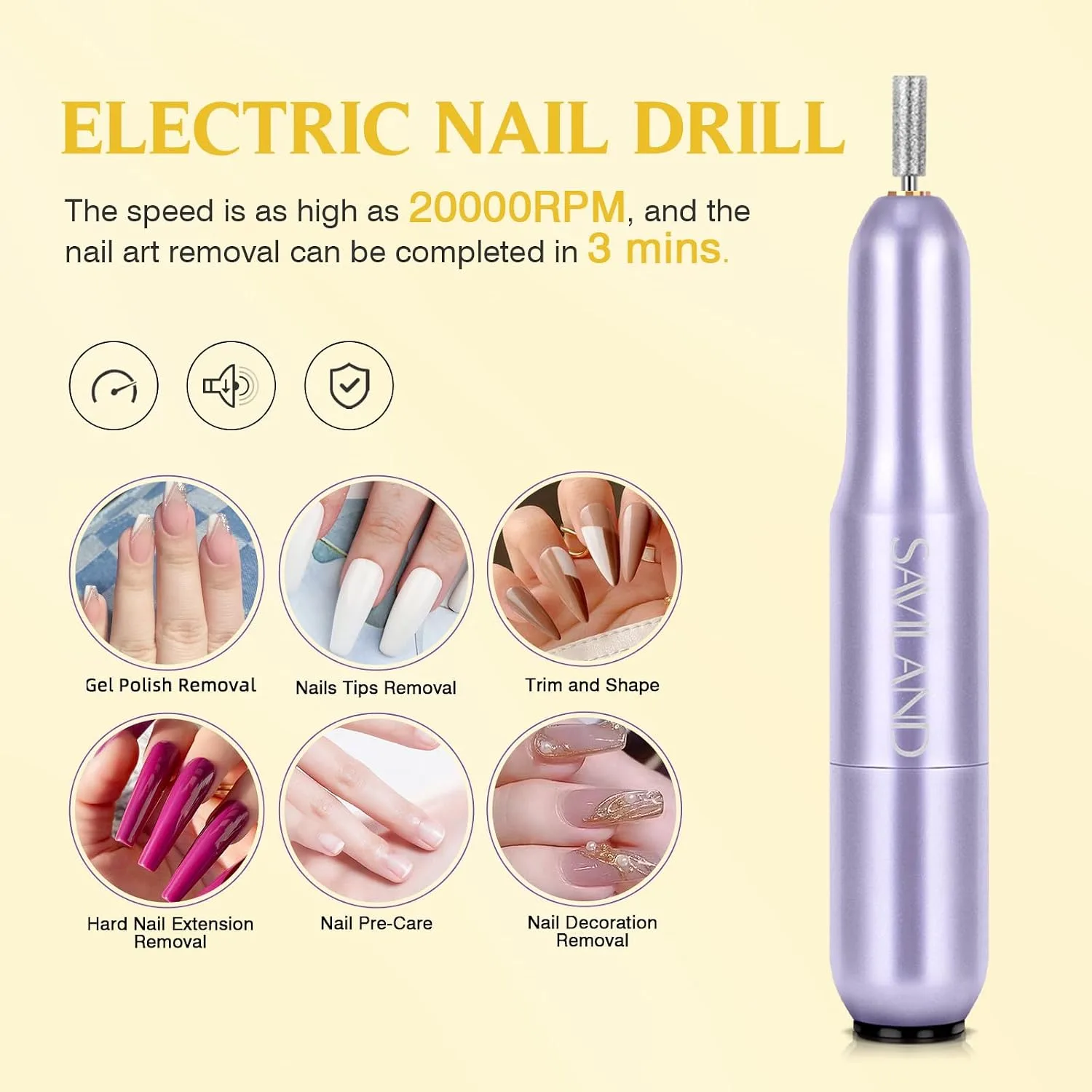 SAVILAND Medium Square Soft Gel Nail Tips Kit, 500 PCS, Drill and U V Lamp