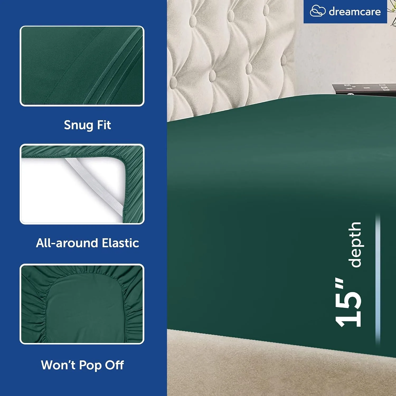 DREAMCARE King Size Sheets Set - 6 pcs Breathable Cooling Sheets King Size
