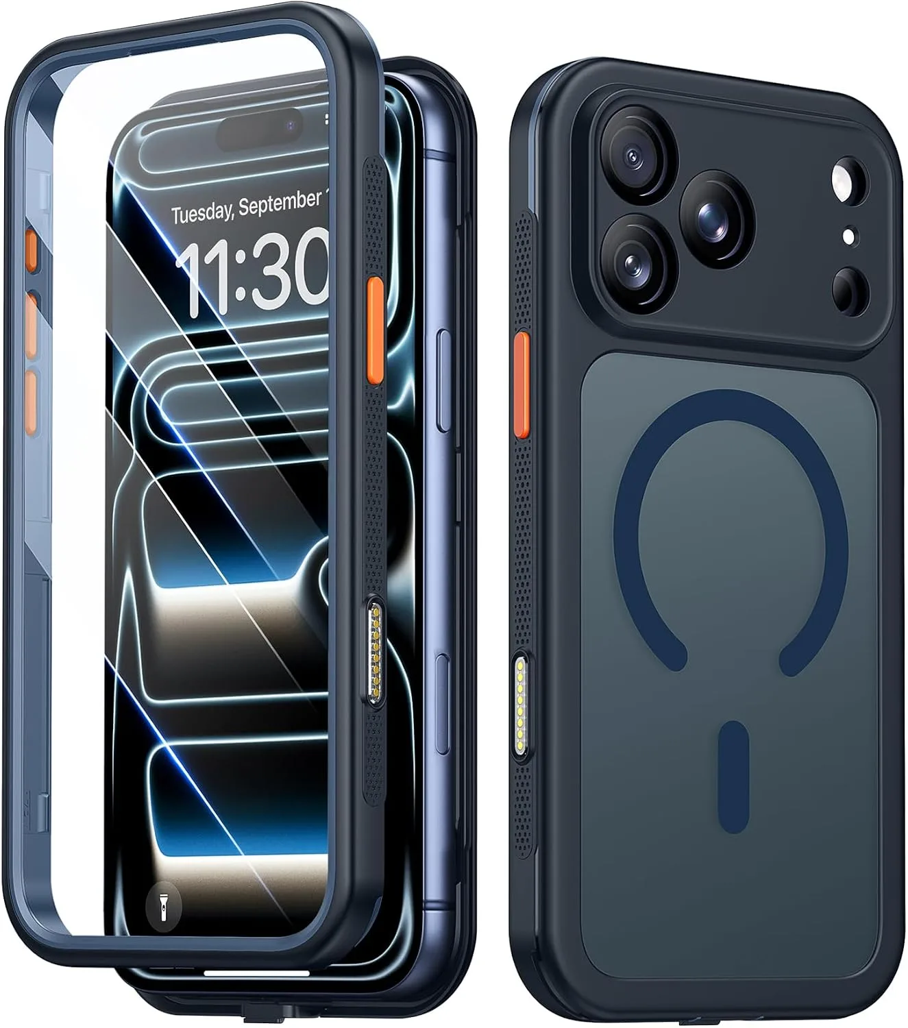 Red2Fire for iPhone 17 Pro Case with Built-in Screen Protector &Camera Protector, Compatible with MagSafe, Military Grade Drop Proof, Full-Body Bumper Shockproof Dustproof Phone Cover 6.3" Blue