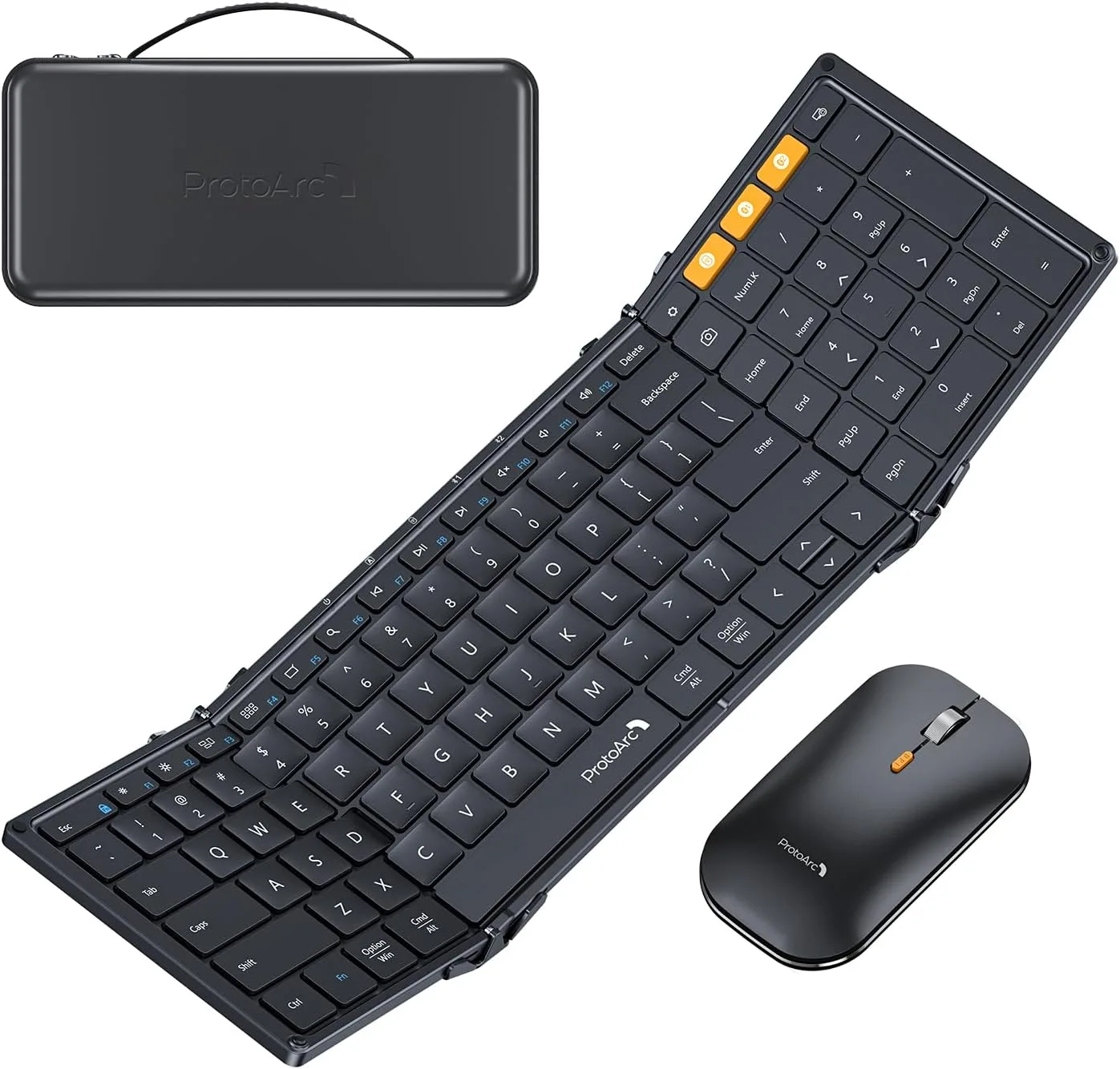 ProtoArc XKM01 Full-Size Foldable Keyboard Mouse Combo for Travel - Black