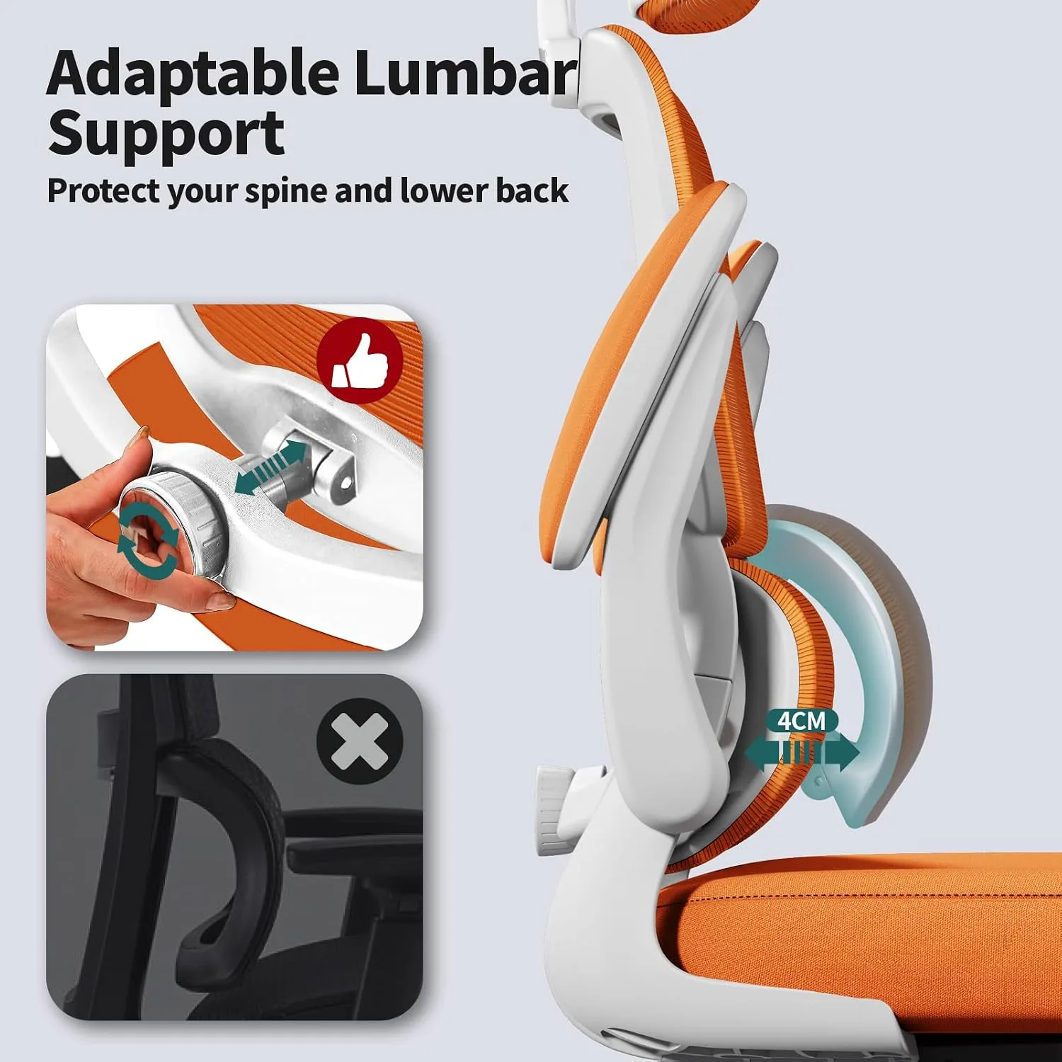 TRALT Office Chair Ergonomic Desk Chair with Lumbar Support Orange, 1