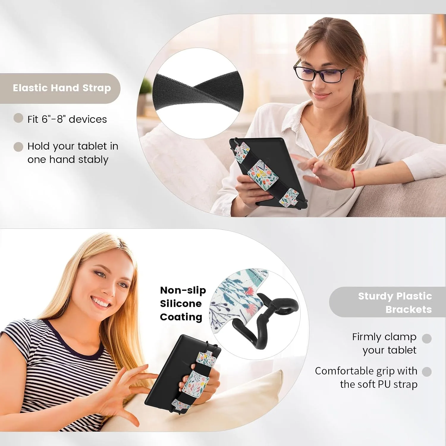 MoKo Soft Hand Strap for 6-8" Kindle eReaders Fire Tablet, Flowers