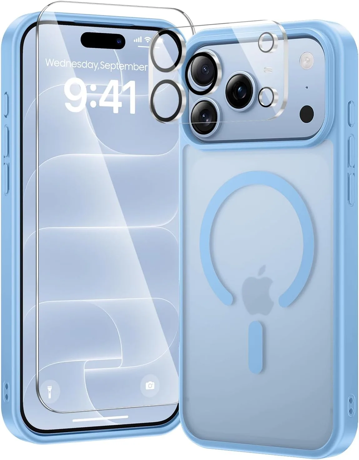 toushion 3 in 1 for iPhone 18 Pro Case Matte Light Blue