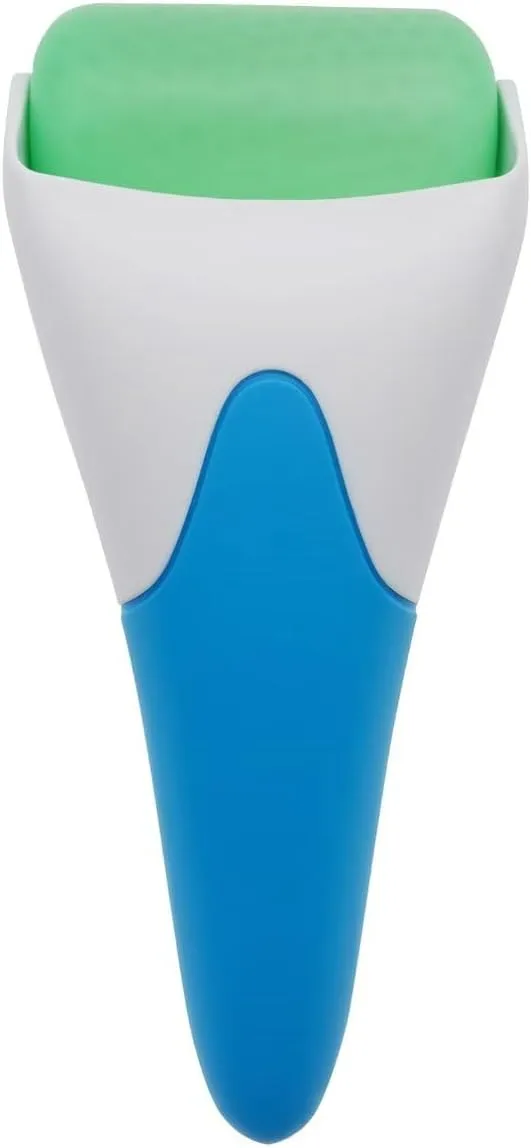 3 in 1 Ficial Face Ice Jade Roller and Gua Sha Tool, 100% Natural Real Jade Anti-Wrinkle Face Eye Neck Massager Tool, Reduce Wrinkles, Puffiness, Migraine, Redness, Pain and Injury (Blue)
