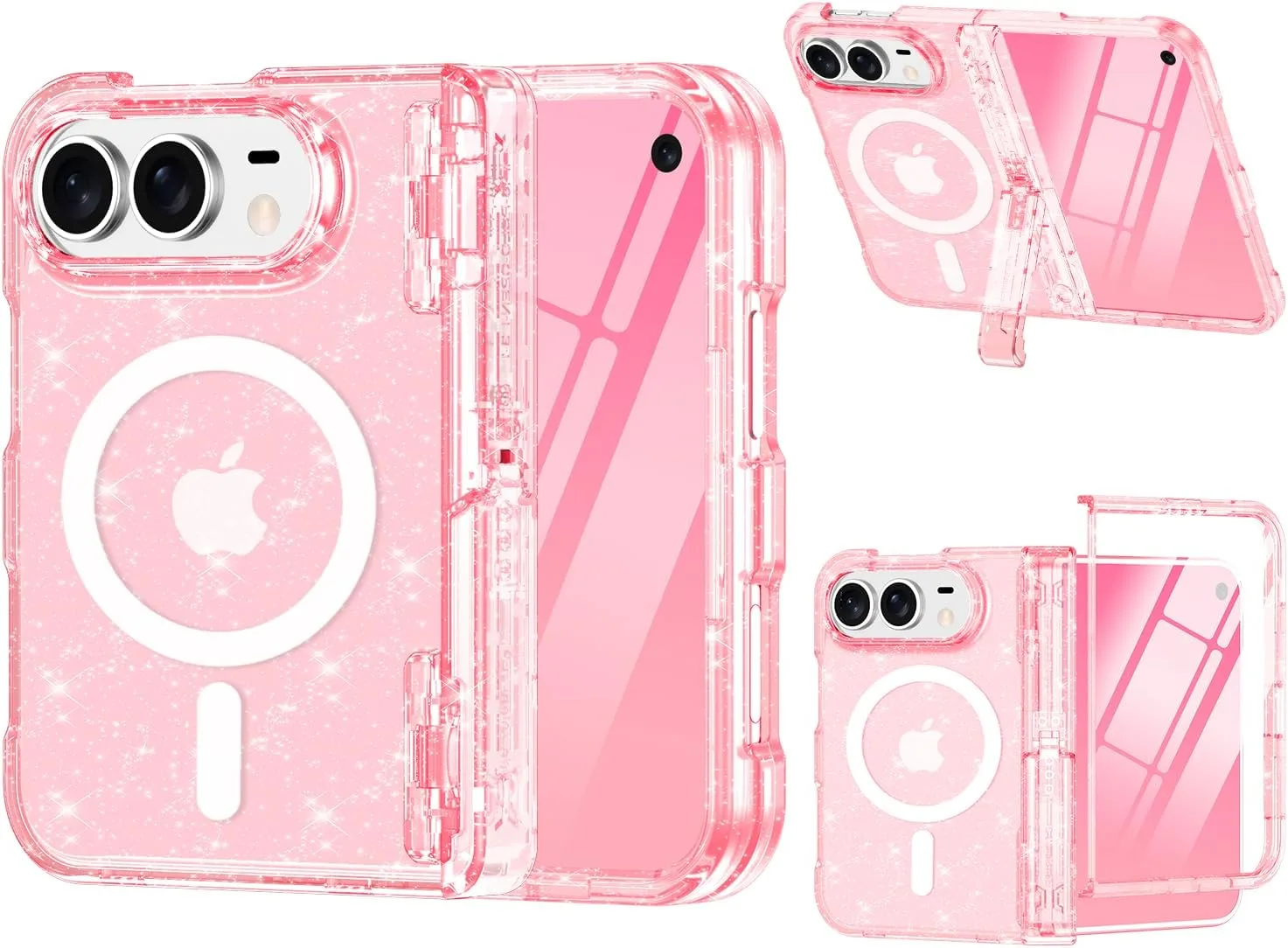 Casetego for iPhone Duo Case Magnetic,with Screen Protector,Pink
