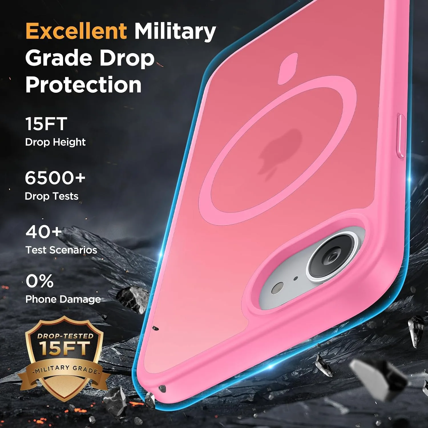 miracase for iPhone 16e case & iPhone 17e Case for MagSafe [with 2×9H+ Screen Protectors] TOP Military-Grade Protection Shockproof with Velvet Touch for iPhone 16e/17e Phone Case 6.1", Matte Pink
