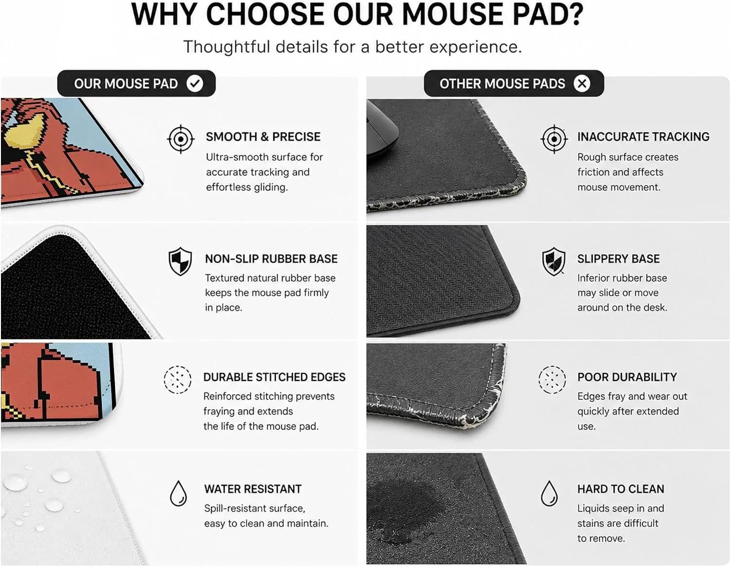 HONLUNG Funny Office Mouse Pad,Oh Not Today Devil Mouse Pad,Sarcastic Office Desk Accessories,Retro Pixel Art Design,Funny Coworker Gift,Non-Slip Rubber Base,Stitched Edges,Small Mousepad,9.4x7.9 in