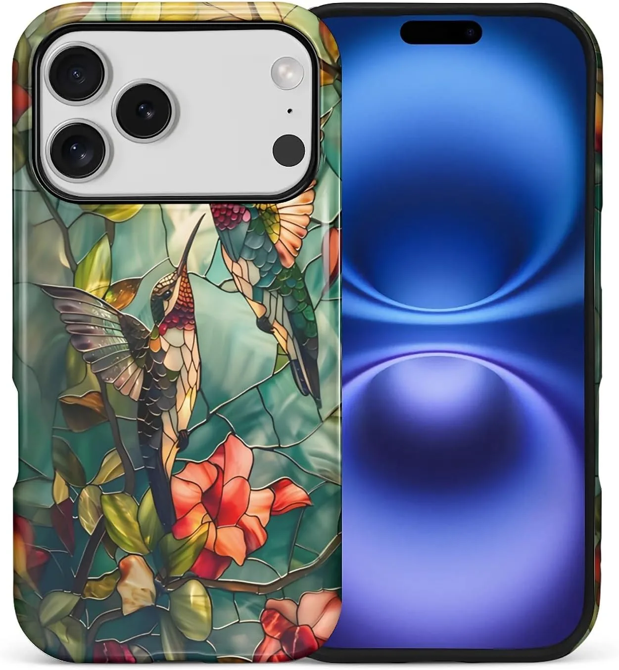 DAIZAG Case for iPhone 17 Pro,Mixed 2 Layer Design Shockproof Soft TPU Ddouble Protection Phone Case for iPhone 17 Pro-Gorgeous Hummingbird