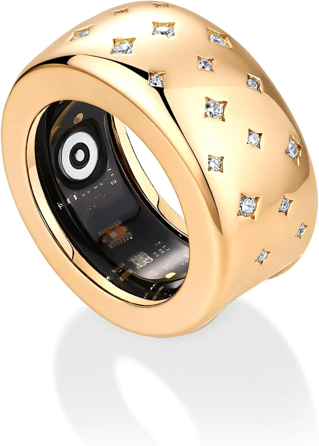 PAVOI 14K Gold Plated Smart Ring CZ Cover Compatible with Oura Ring Gen 4