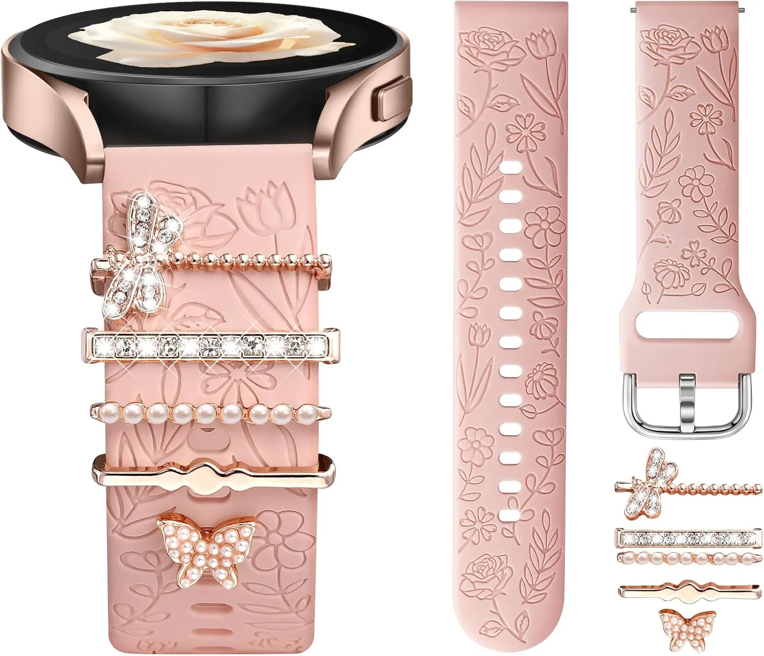 DaQin Flower Engraved Band Compatible with Samsung Galaxy Watch 7 Bands