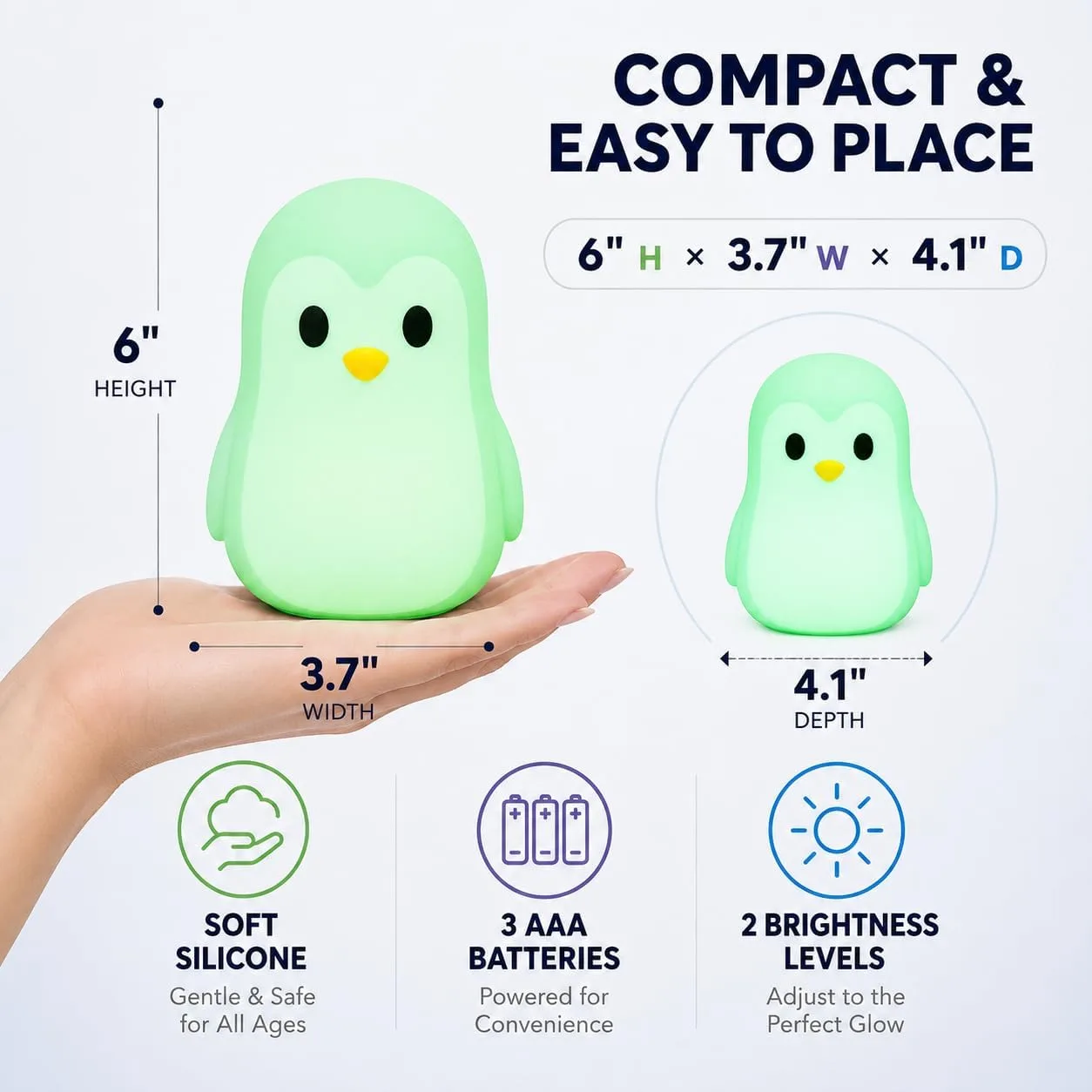 Breathing Loong Guided Visual Breathing Light for Mindfulness Relief | Relaxation Tool | Focus Meditation Device & Calming Night Light | Ideal for All Ages, Home & School Use (Penguin)