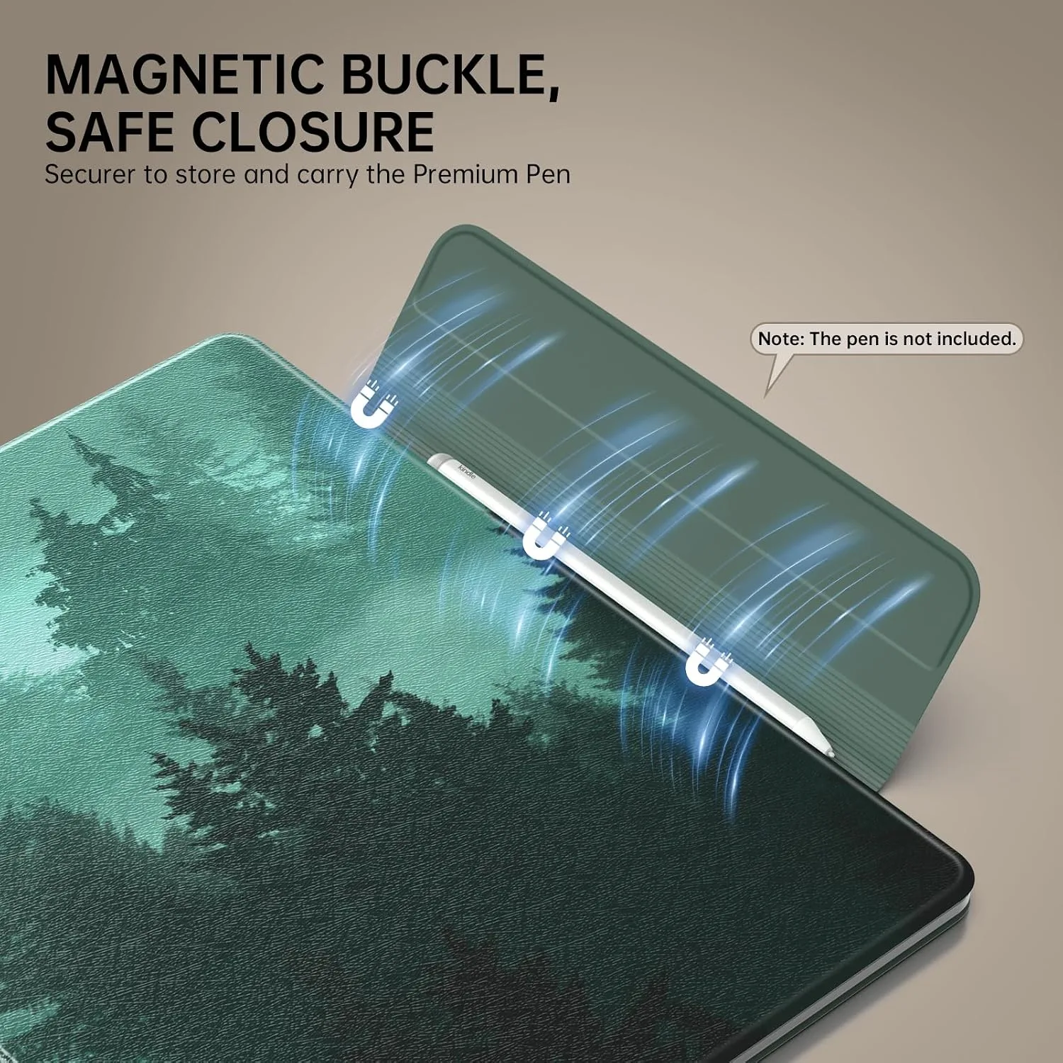 MoKo Magnetic Case for 11" Kindle Scribe 3rd & Colorsoft 1st, Green Forest