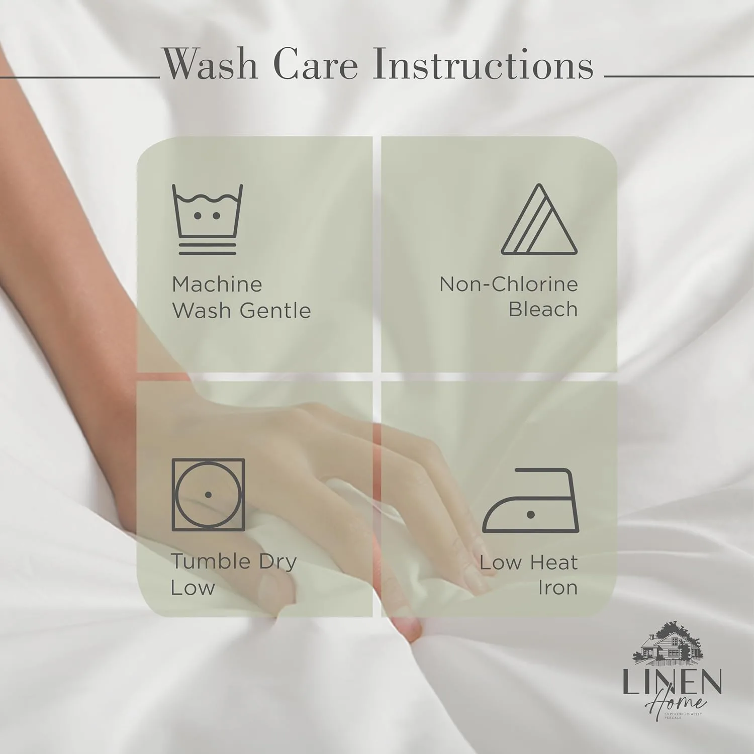 Linen Home King Sheets 100% Cotton Percale, 4 Pc Cooling Set - Sage