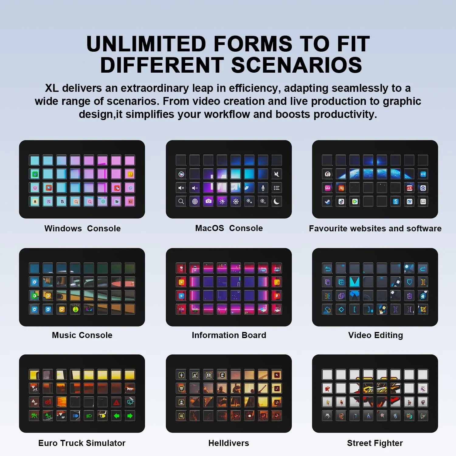 TreasLin/VSDinside XL Streaming Deck & Macro Keypad – 32 Customizable Keys with Scroll Wheels + RGB Light, Programmable Shortcut Keyboard for Gamers Creators Work on OBS Twitch Zoom Teams PS Excel