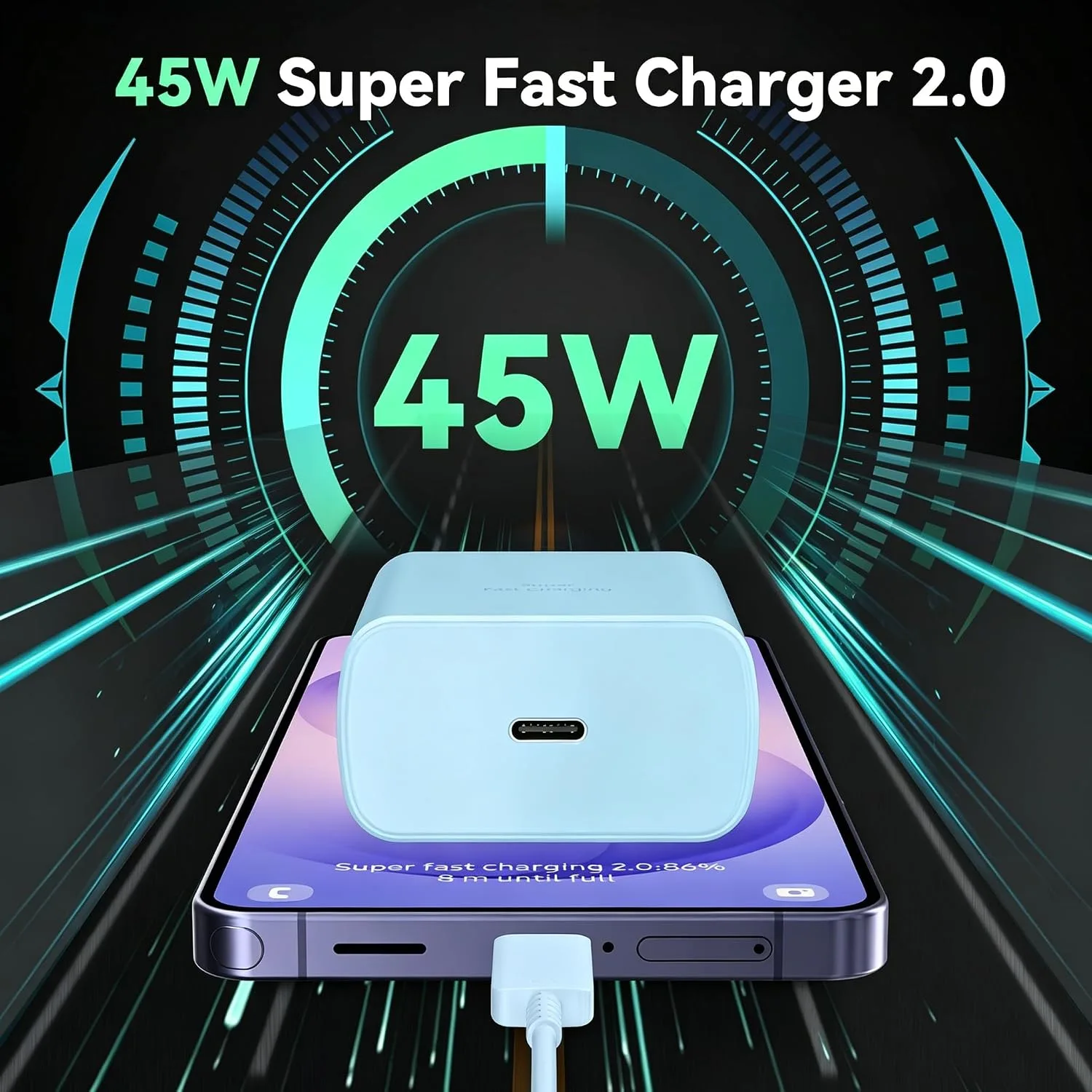 45W Super Fast USB C Android Type C Phone Charger Fast Charging 6.6FT Cord