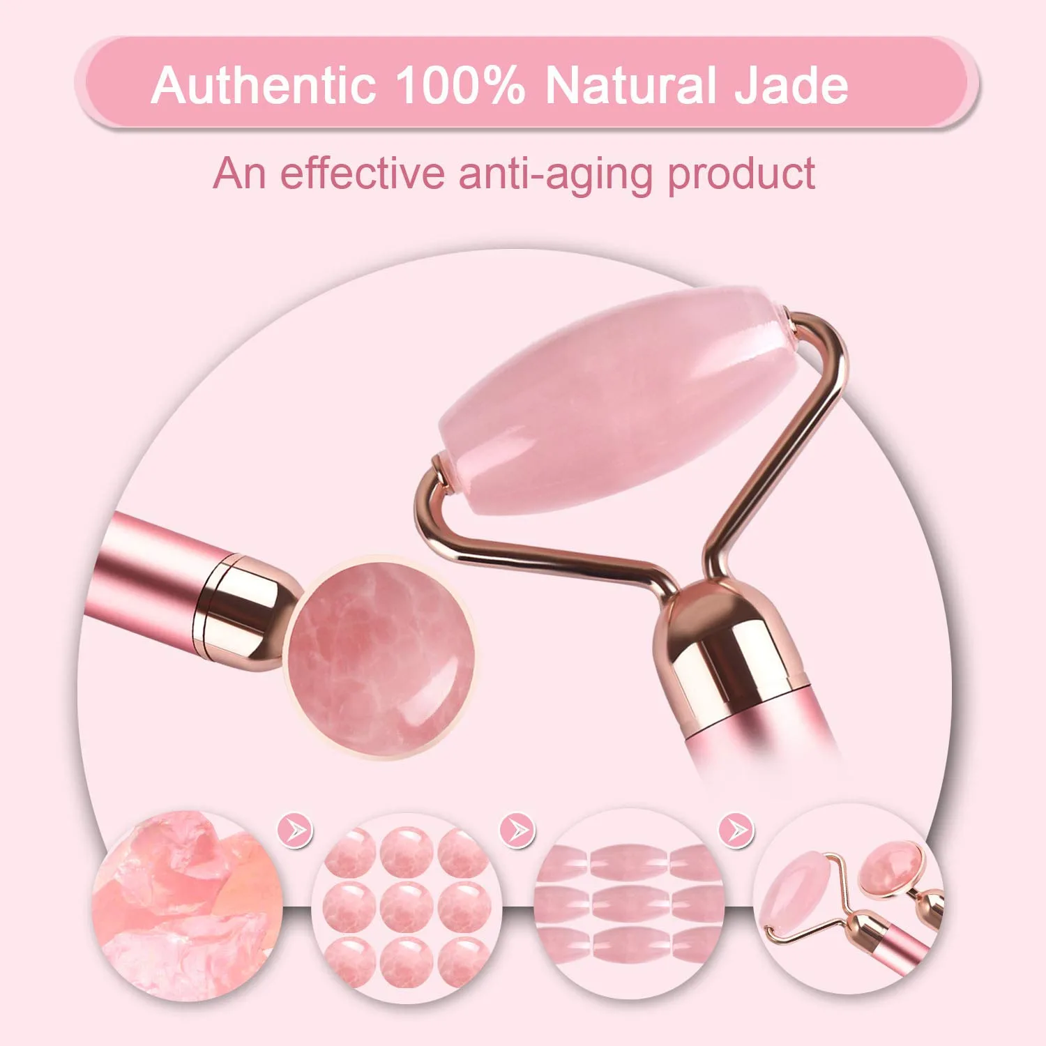 Upgrade 2 in 1 Vibrating Jade Facial Massager Roller for Face
