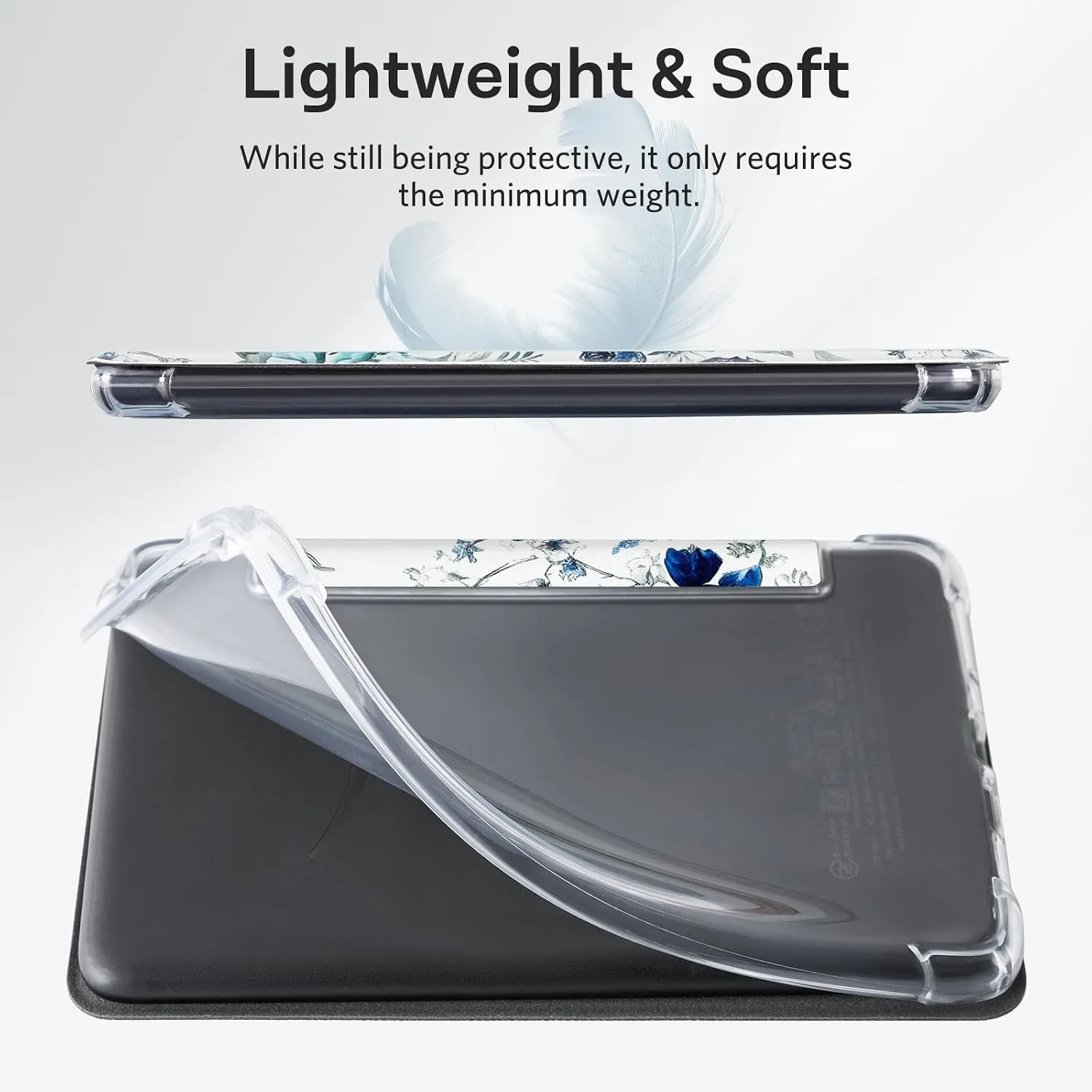 CoBak Case for 6 Inch e-Reader, Ultra Clear Soft Flexible TPU Back Cover Light Shell, with Auto Wake/Sleep, not Compatible Kobo Claro, Floral Harmony