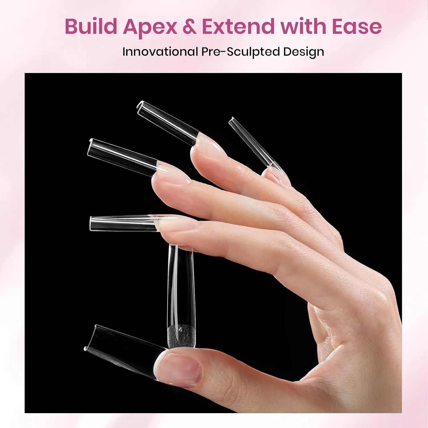 Beetles Tipex Instant Apex Nail Tips, XL Square, 160pcs 16 Sizes(00-14)