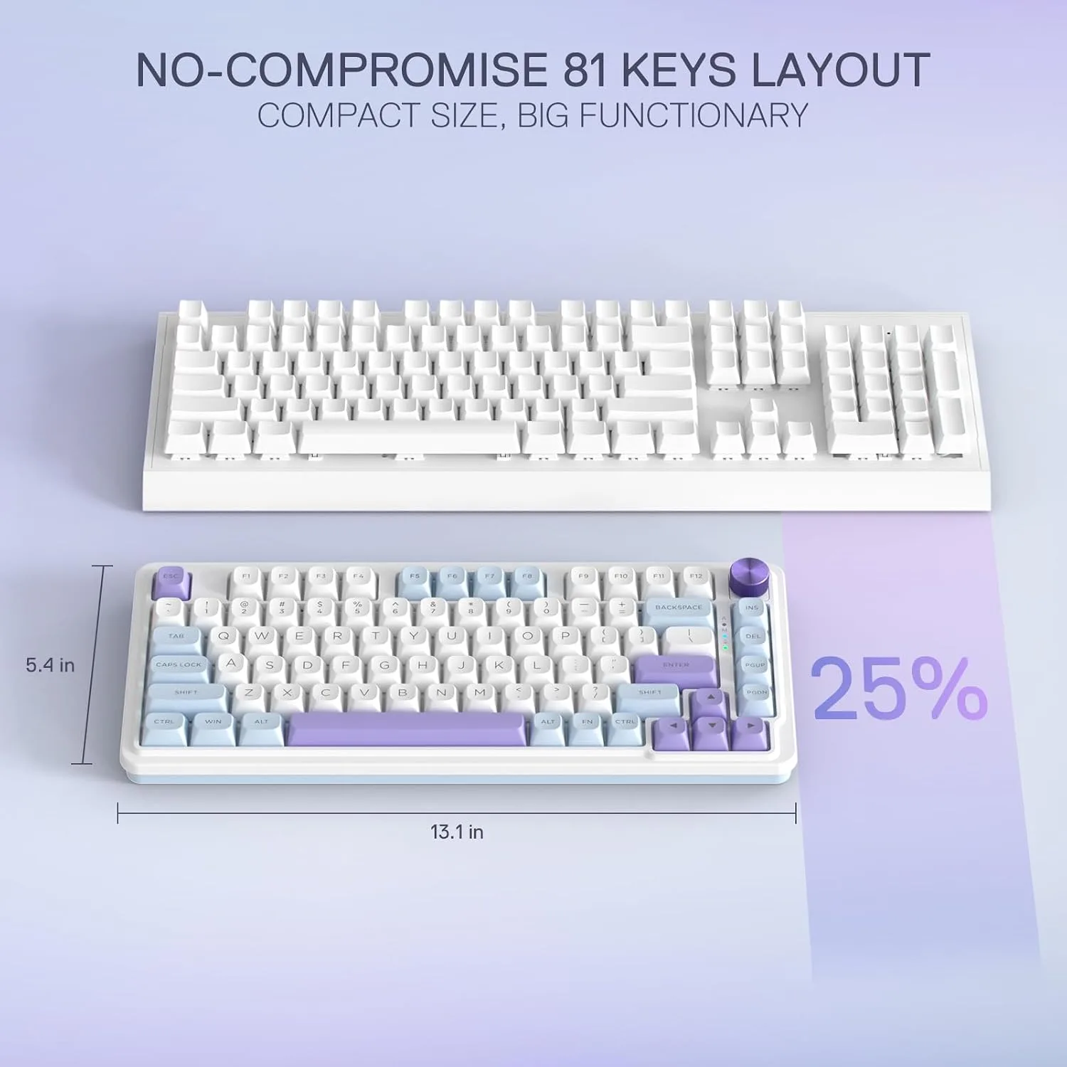 Redragon K673 PRO Wireless 81-Key RGB Gasket Gaming Keyboard, Scroll Knob