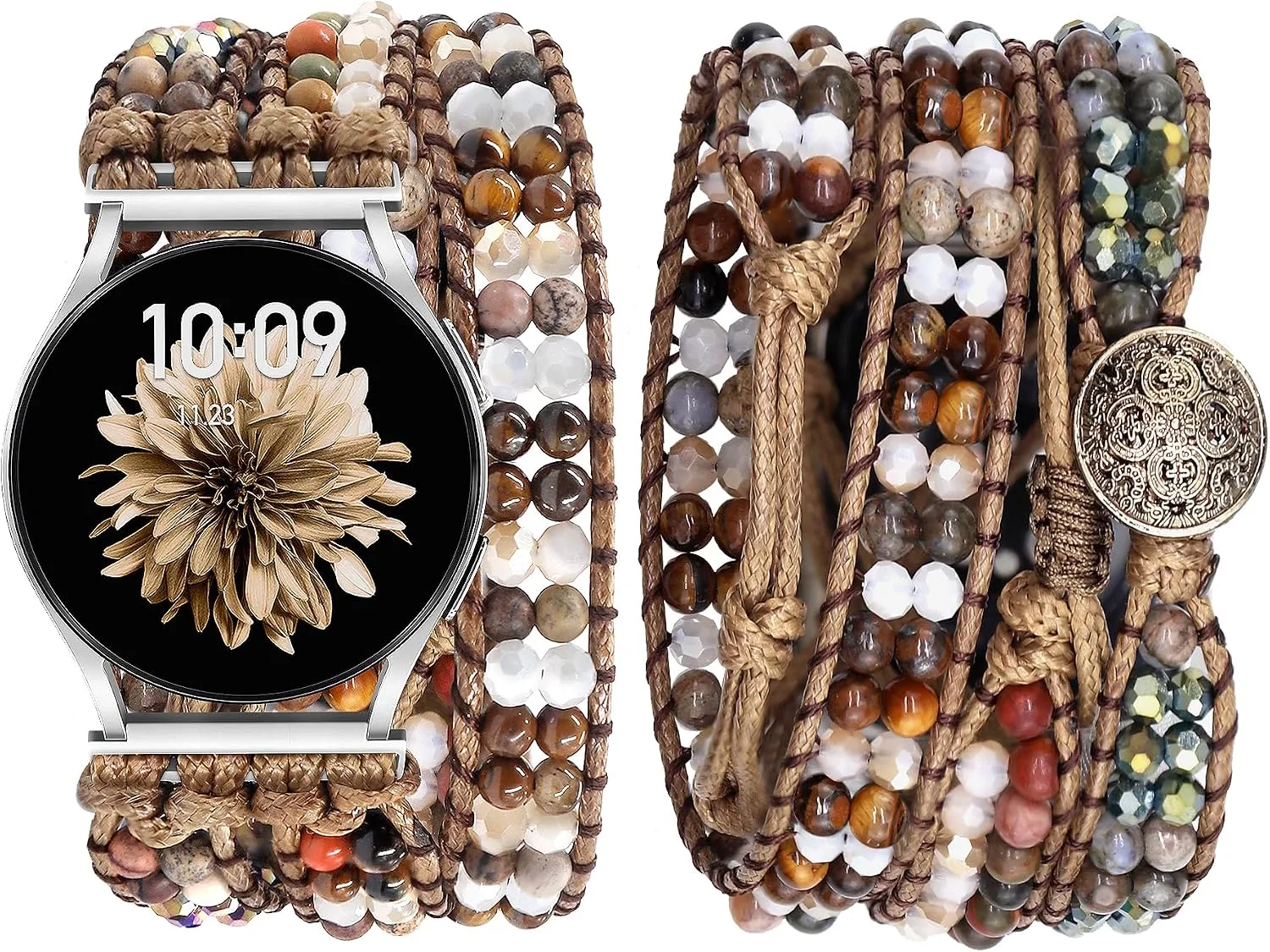 Correa para reloj JR.DM Boho Beaded trenzada artesanal 20mm compatible Samsung Galaxy Watch