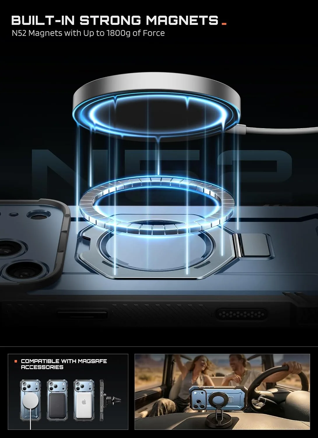 SUPCASE for iPhone 18 Pro Case / 17 Pro Case with Stand, Glacier