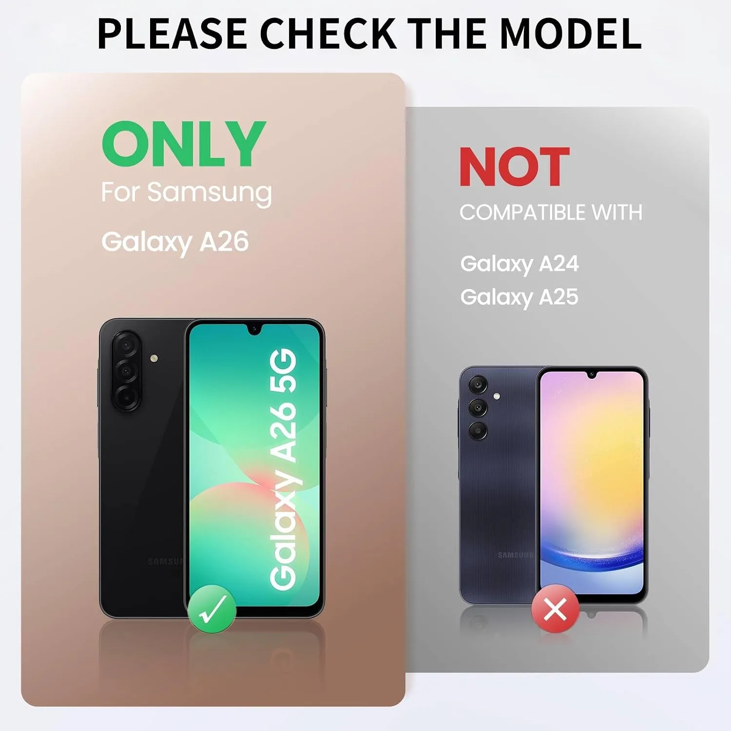 SUPCASE for Samsung Galaxy A26 5G Case with Screen Protector, Black